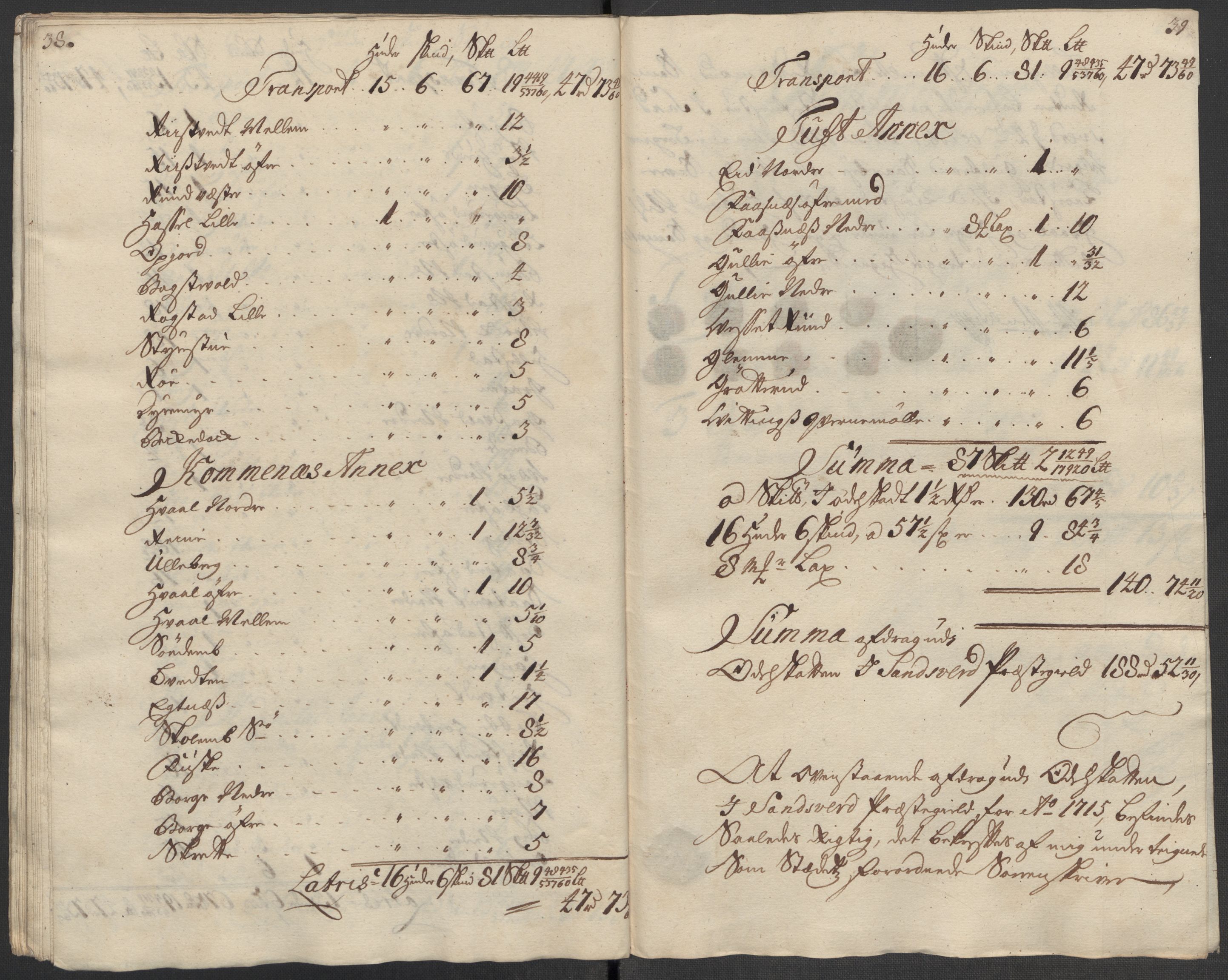 Rentekammeret inntil 1814, Reviderte regnskaper, Fogderegnskap, AV/RA-EA-4092/R24/L1591: Fogderegnskap Numedal og Sandsvær, 1715, s. 338