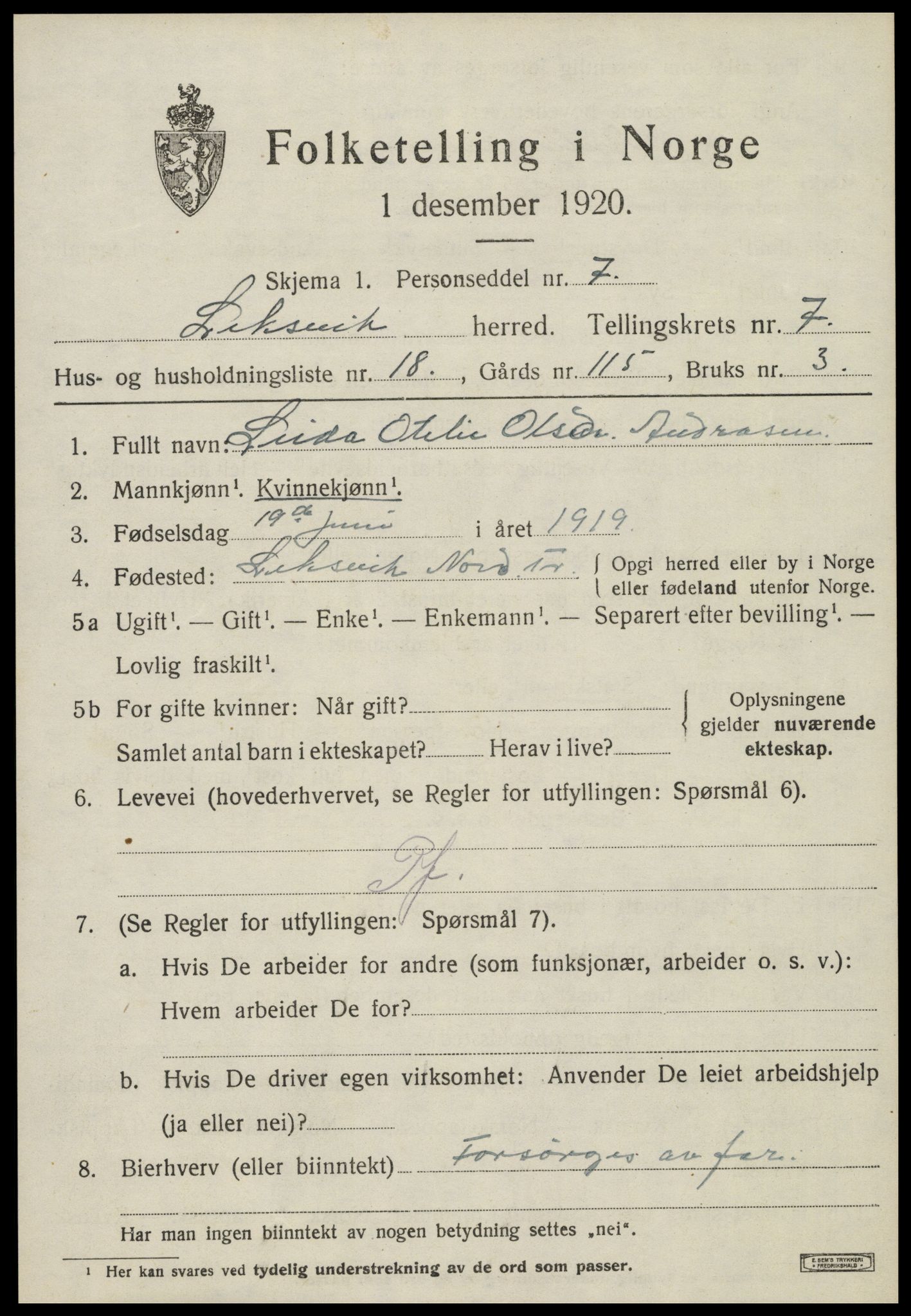 SAT, Folketelling 1920 for 1718 Leksvik herred, 1920, s. 6284