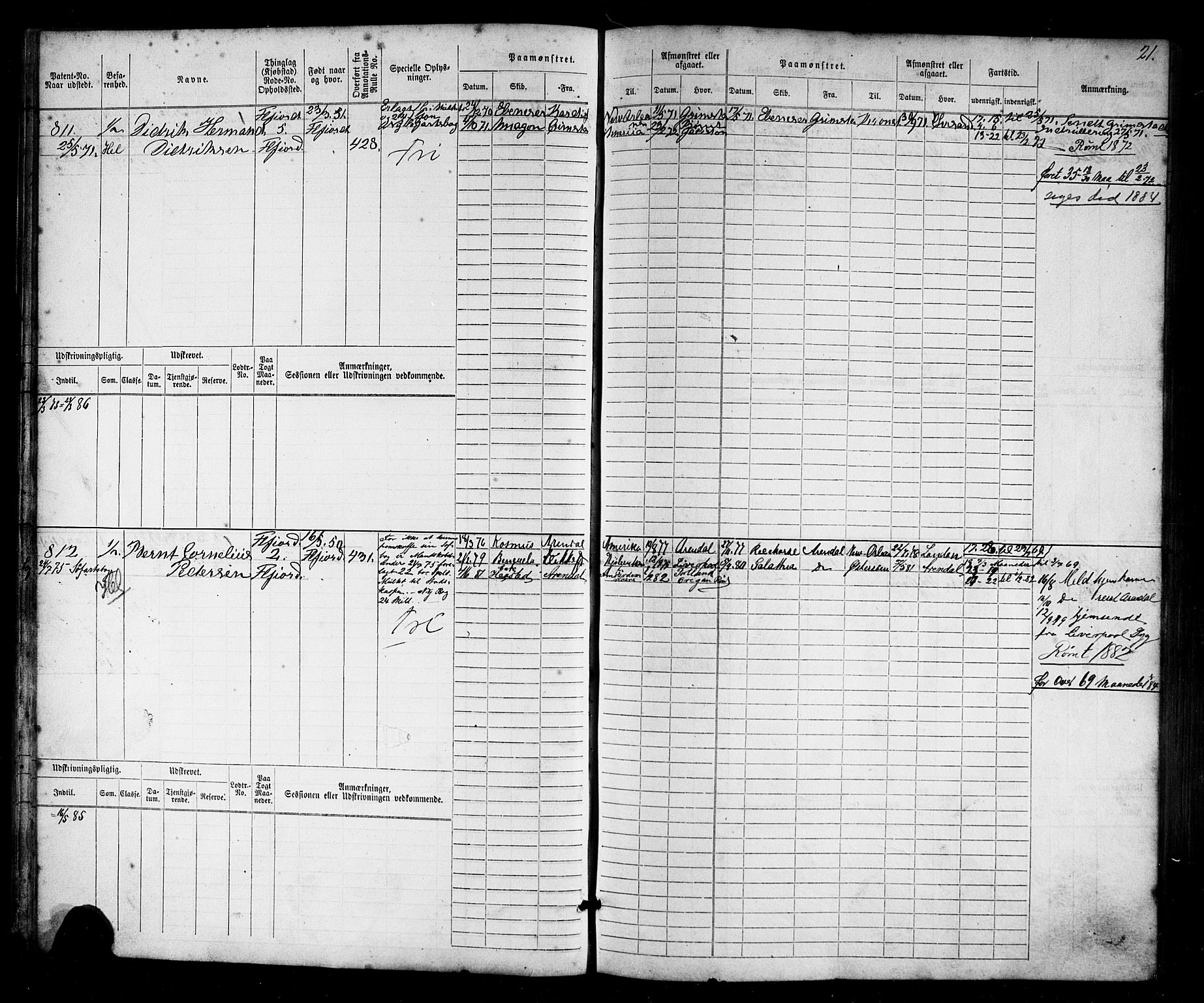 Flekkefjord mønstringskrets, AV/SAK-2031-0018/F/Fb/L0009: Hovedrulle nr 771-1533, Æ-6, 1868-1900, s. 23