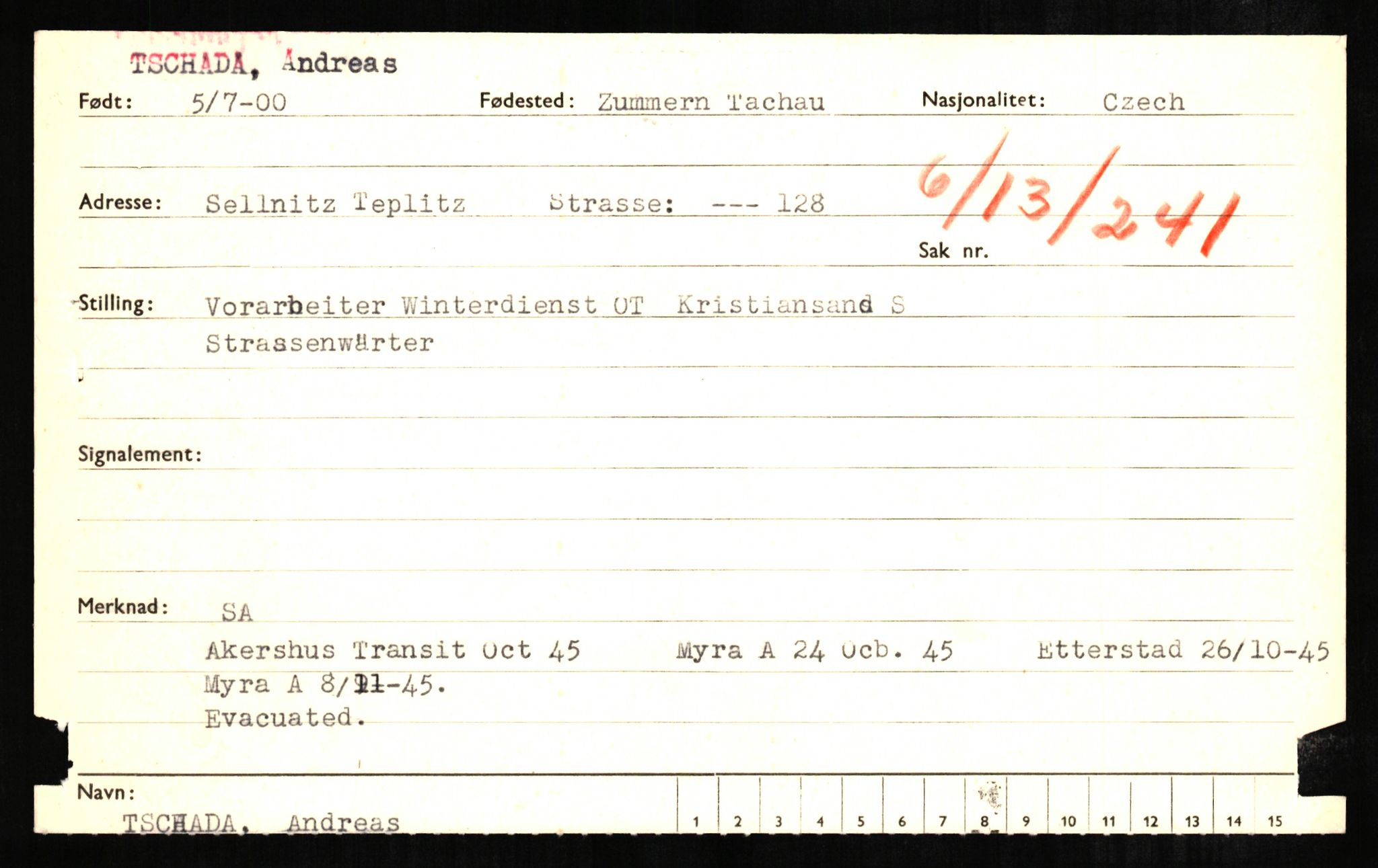 Forsvaret, Forsvarets overkommando II, RA/RAFA-3915/D/Db/L0004: CI Questionaires. Tyske okkupasjonsstyrker i Norge. Tyskere., 1945-1946, s. 34