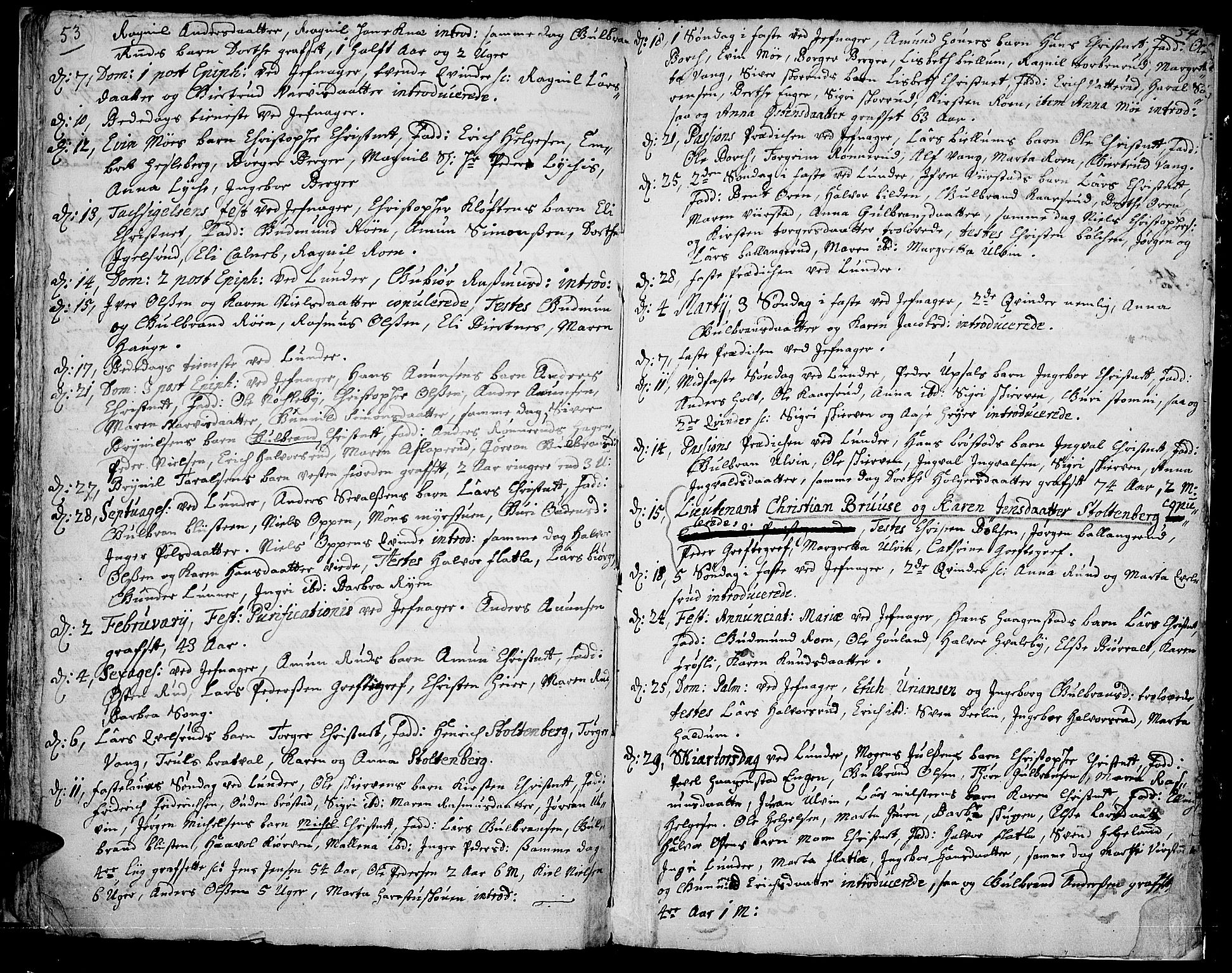 Jevnaker prestekontor, AV/SAH-PREST-116/H/Ha/Haa/L0001: Ministerialbok nr. 1, 1718-1725, s. 53-54