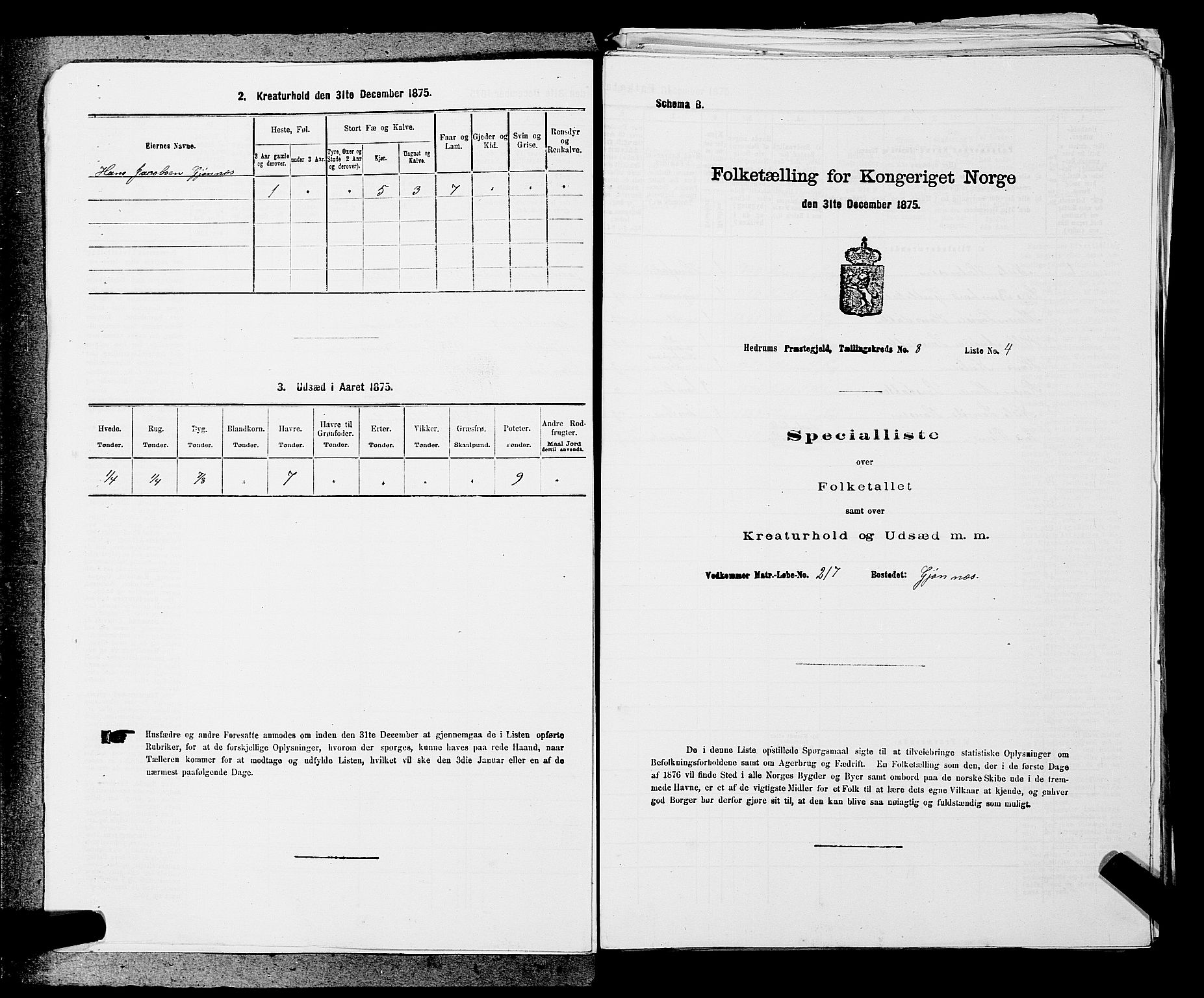 SAKO, Folketelling 1875 for 0727P Hedrum prestegjeld, 1875, s. 712