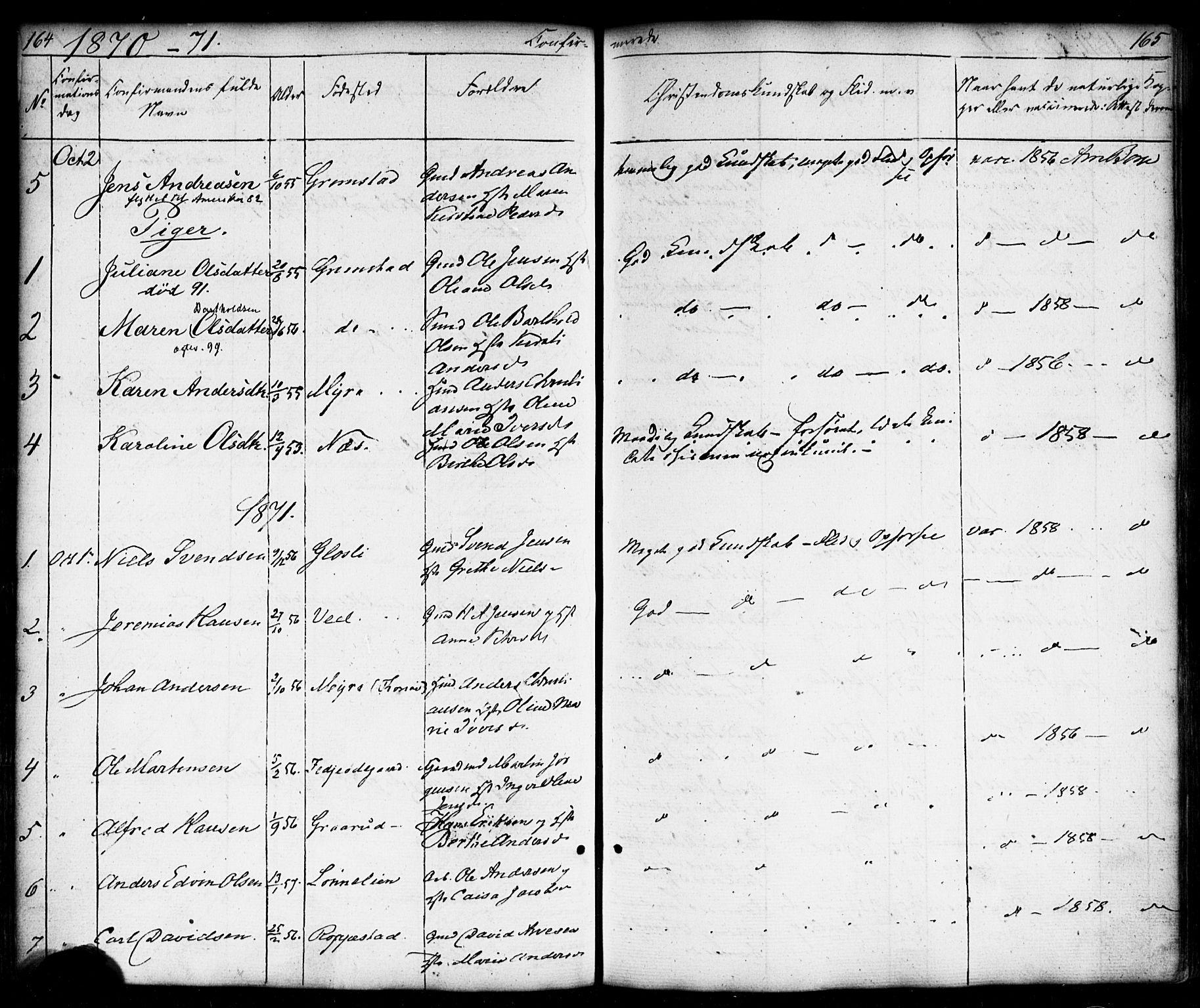 Borge prestekontor Kirkebøker, AV/SAO-A-10903/F/Fb/L0002: Ministerialbok nr. II 2, 1853-1877, s. 164-165