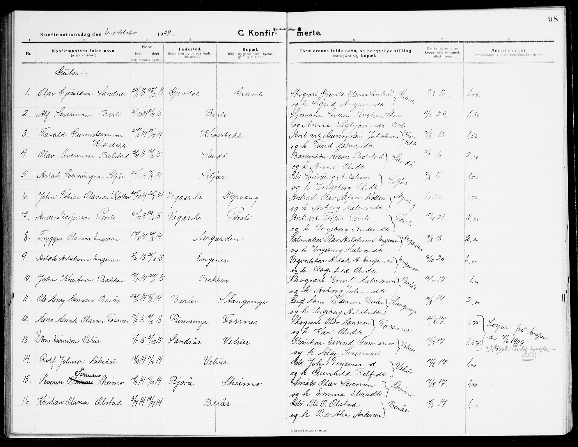 Åmli sokneprestkontor, AV/SAK-1111-0050/F/Fa/Fac/L0013: Ministerialbok nr. A 13, 1914-1933, s. 98