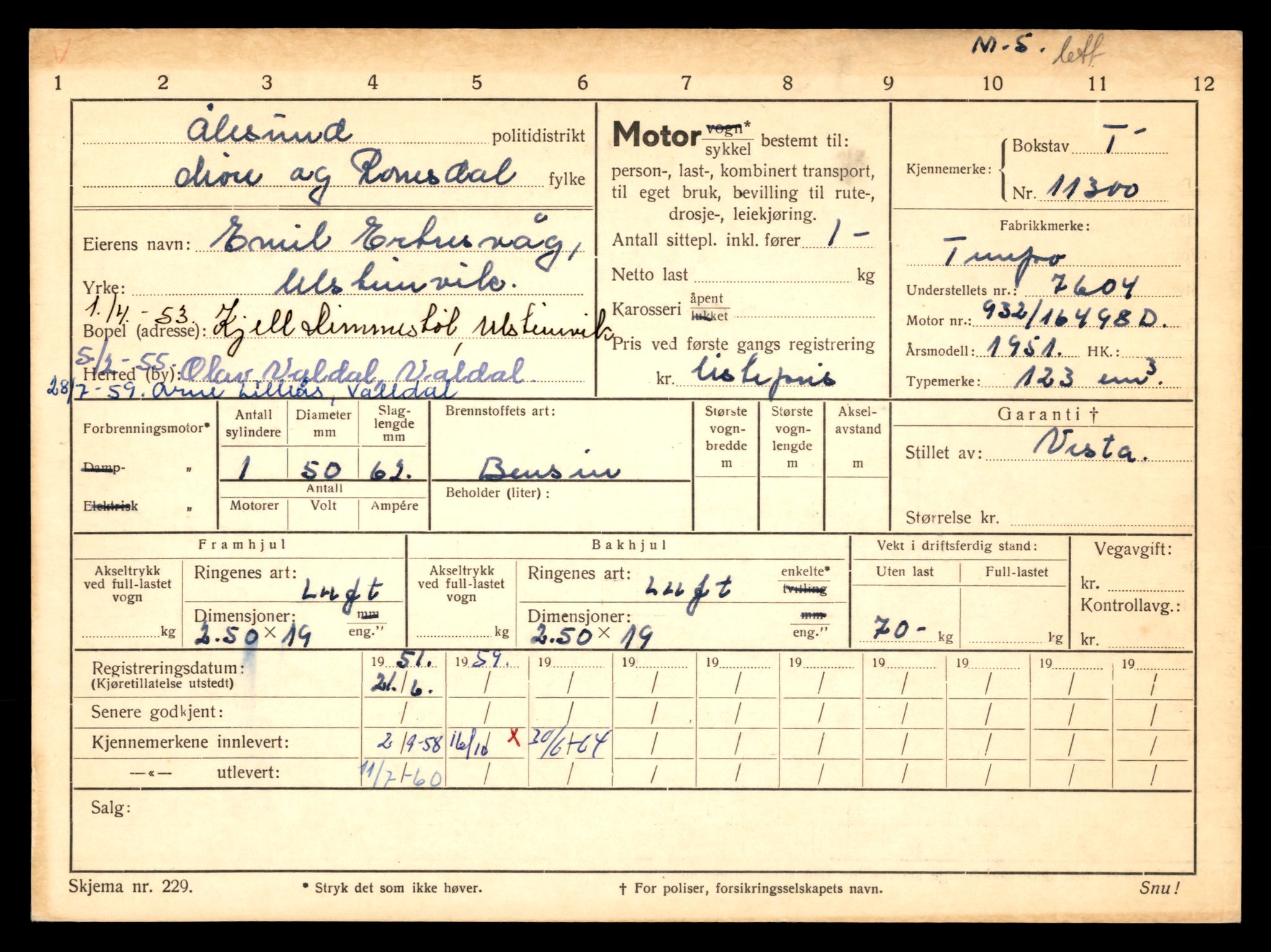 Møre og Romsdal vegkontor - Ålesund trafikkstasjon, AV/SAT-A-4099/F/Fe/L0028: Registreringskort for kjøretøy T 11290 - T 11429, 1927-1998, s. 263