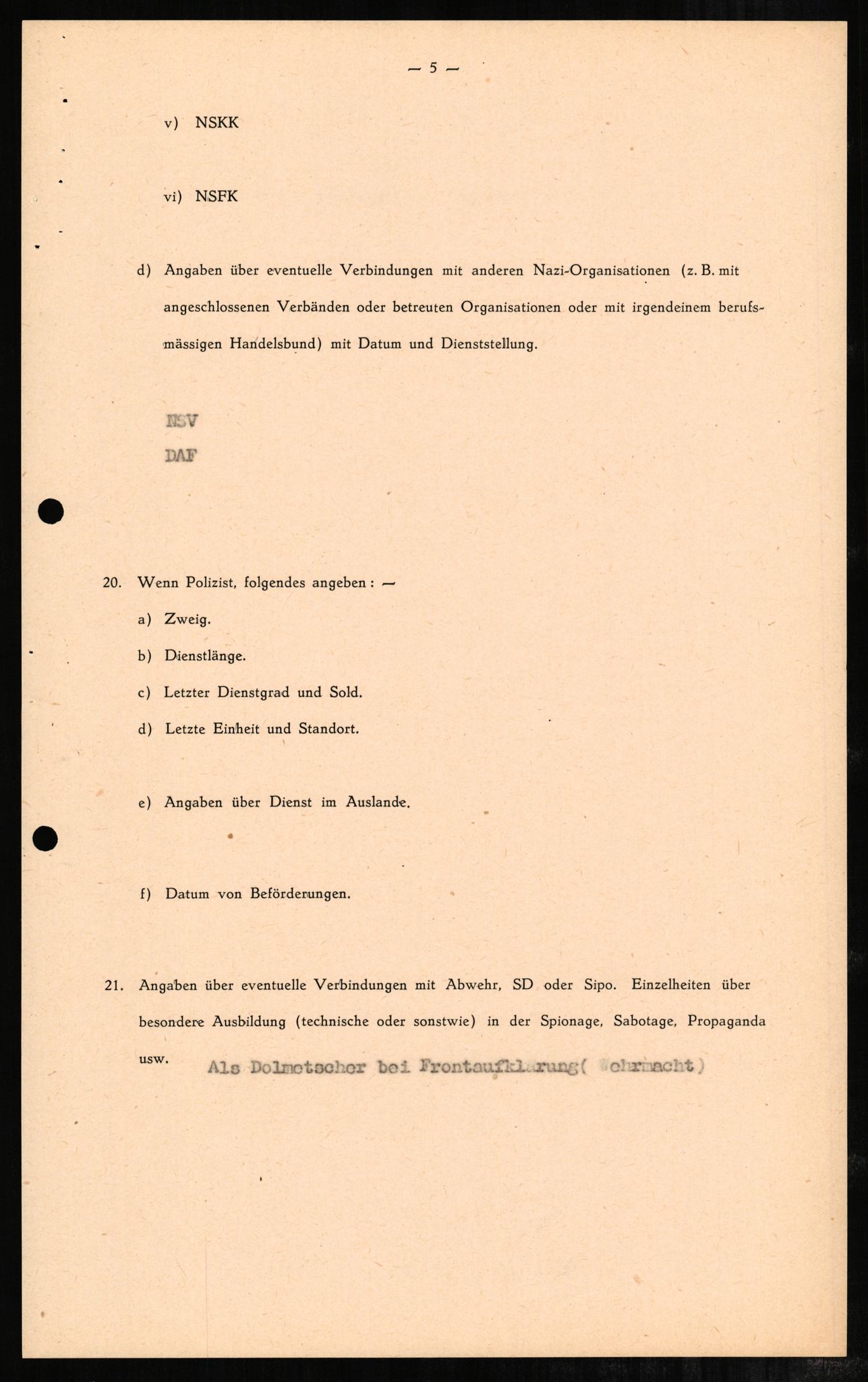 Forsvaret, Forsvarets overkommando II, AV/RA-RAFA-3915/D/Db/L0002: CI Questionaires. Tyske okkupasjonsstyrker i Norge. Tyskere., 1945-1946, s. 57