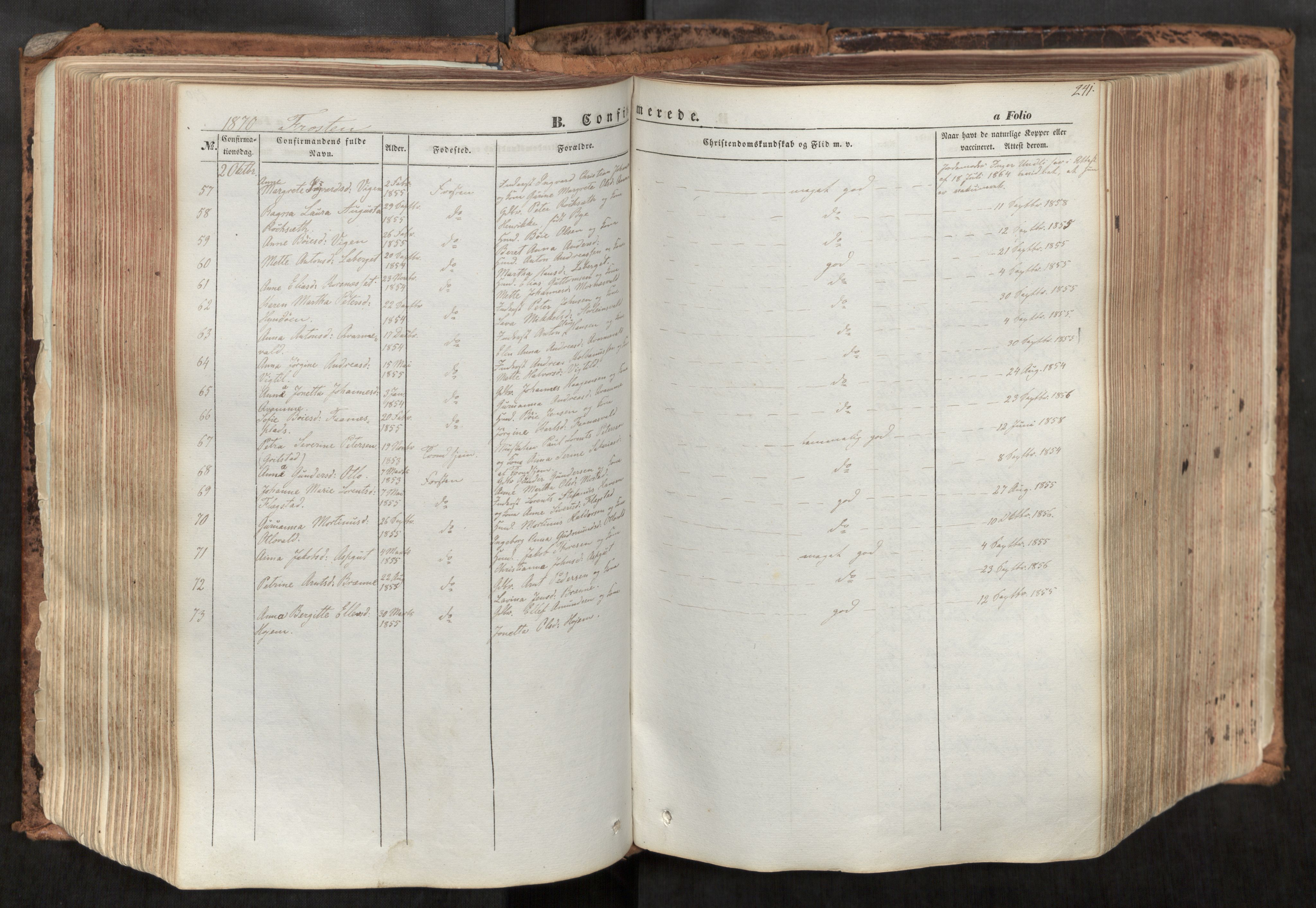 Ministerialprotokoller, klokkerbøker og fødselsregistre - Nord-Trøndelag, AV/SAT-A-1458/713/L0116: Ministerialbok nr. 713A07, 1850-1877, s. 241