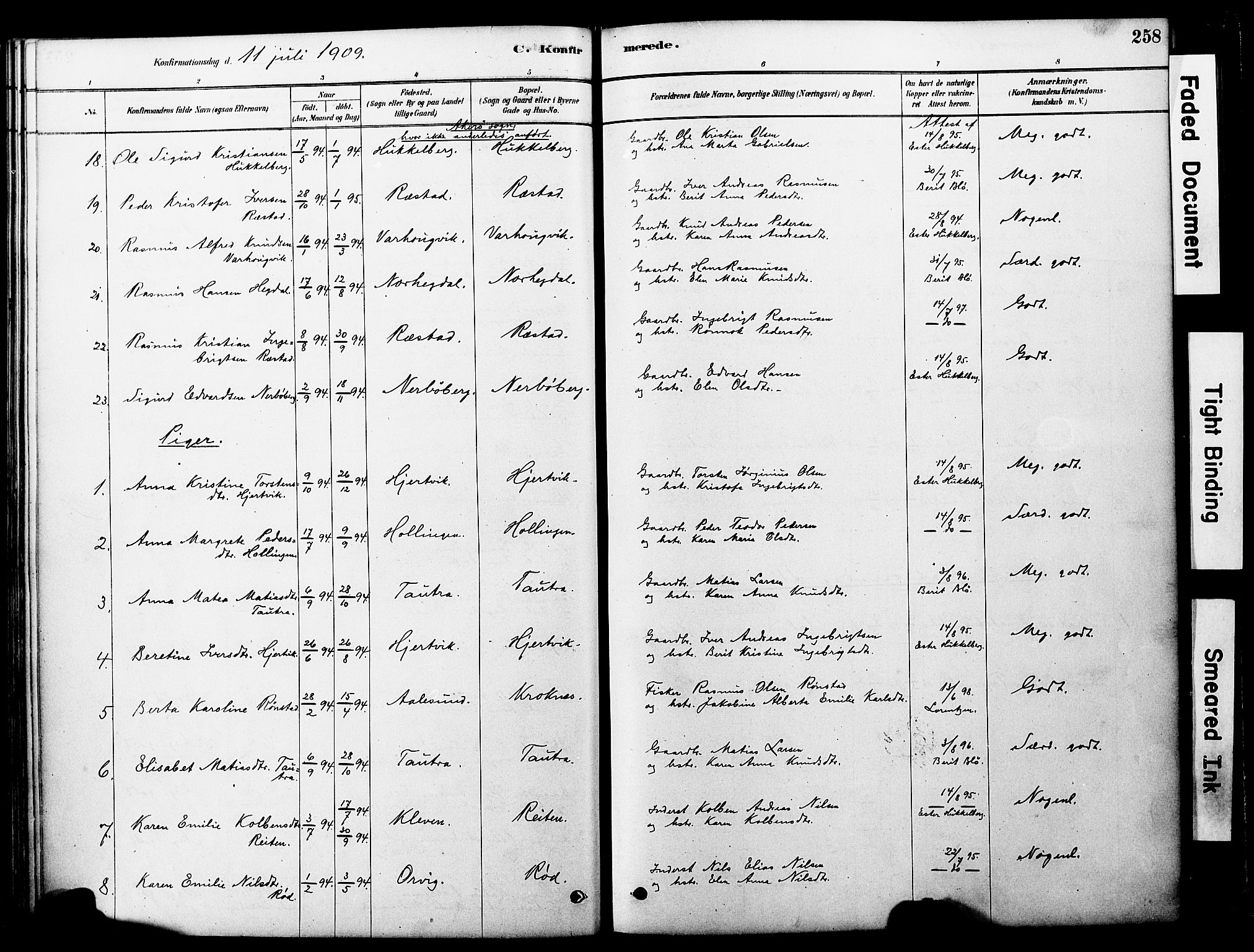 Ministerialprotokoller, klokkerbøker og fødselsregistre - Møre og Romsdal, AV/SAT-A-1454/560/L0721: Ministerialbok nr. 560A05, 1878-1917, s. 258