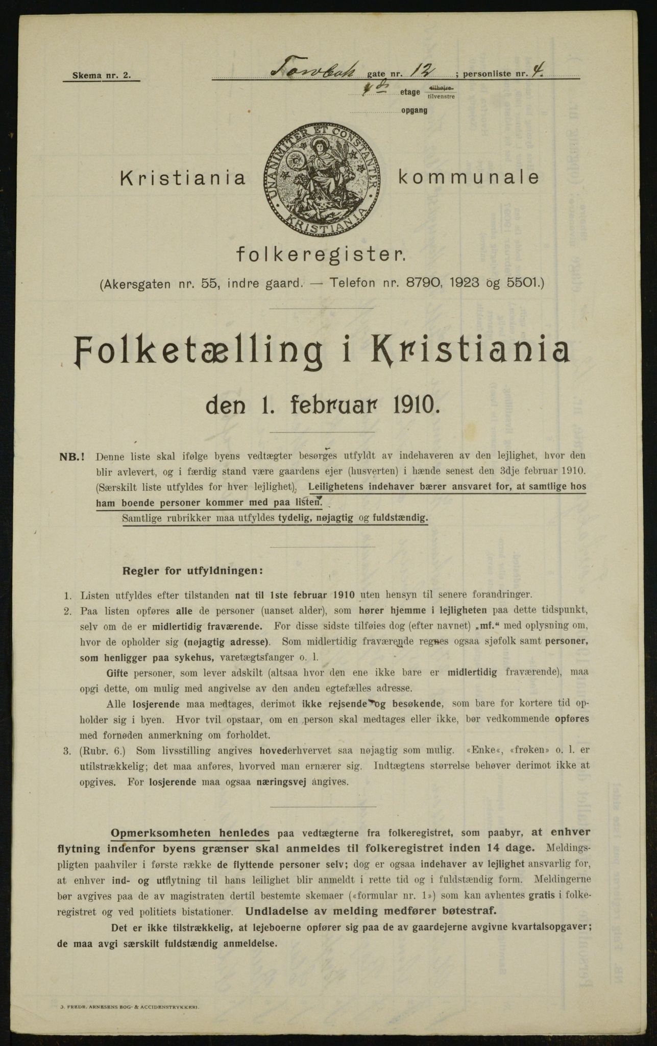 OBA, Kommunal folketelling 1.2.1910 for Kristiania, 1910, s. 109284