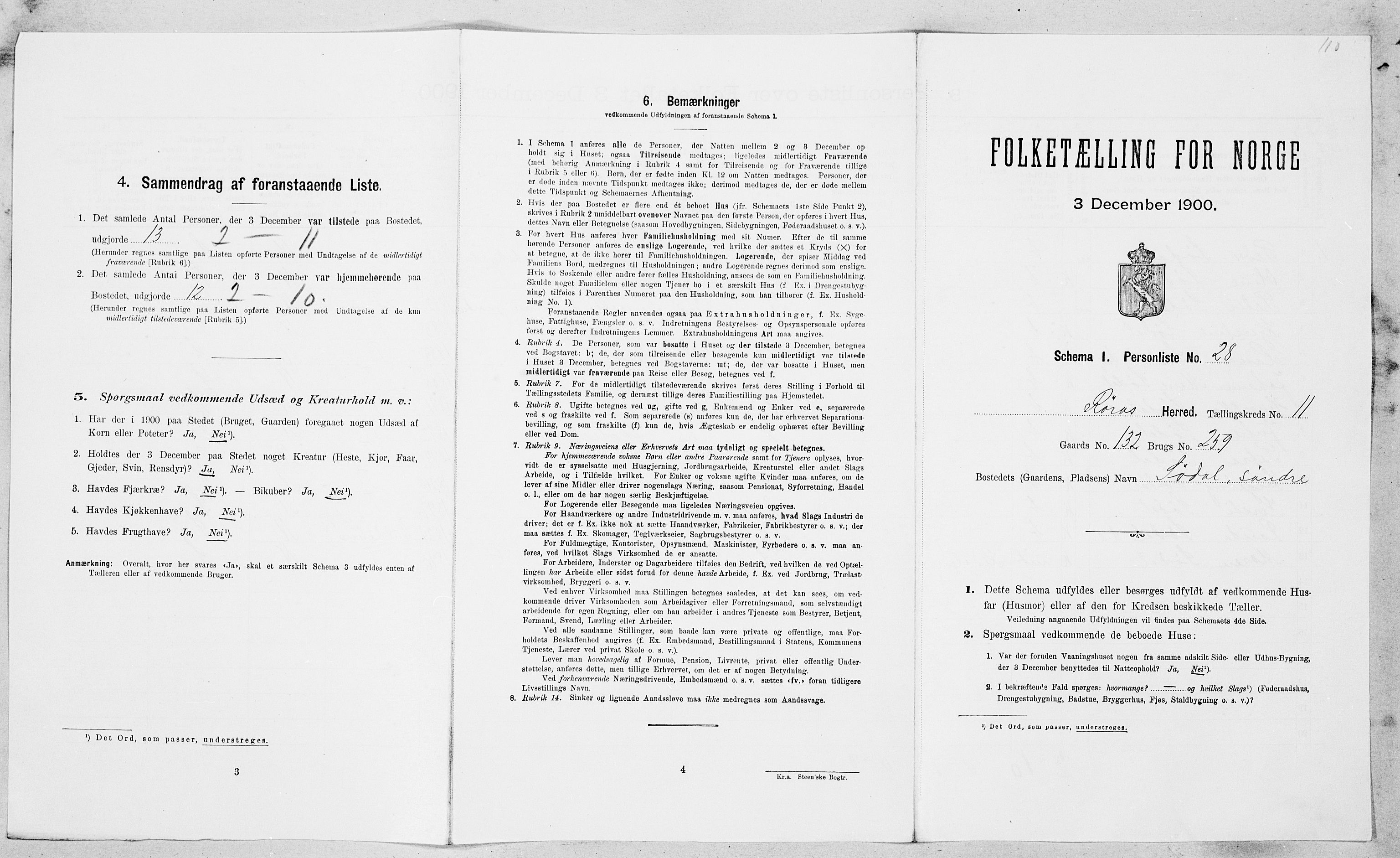 SAT, Folketelling 1900 for 1640 Røros herred, 1900, s. 1199