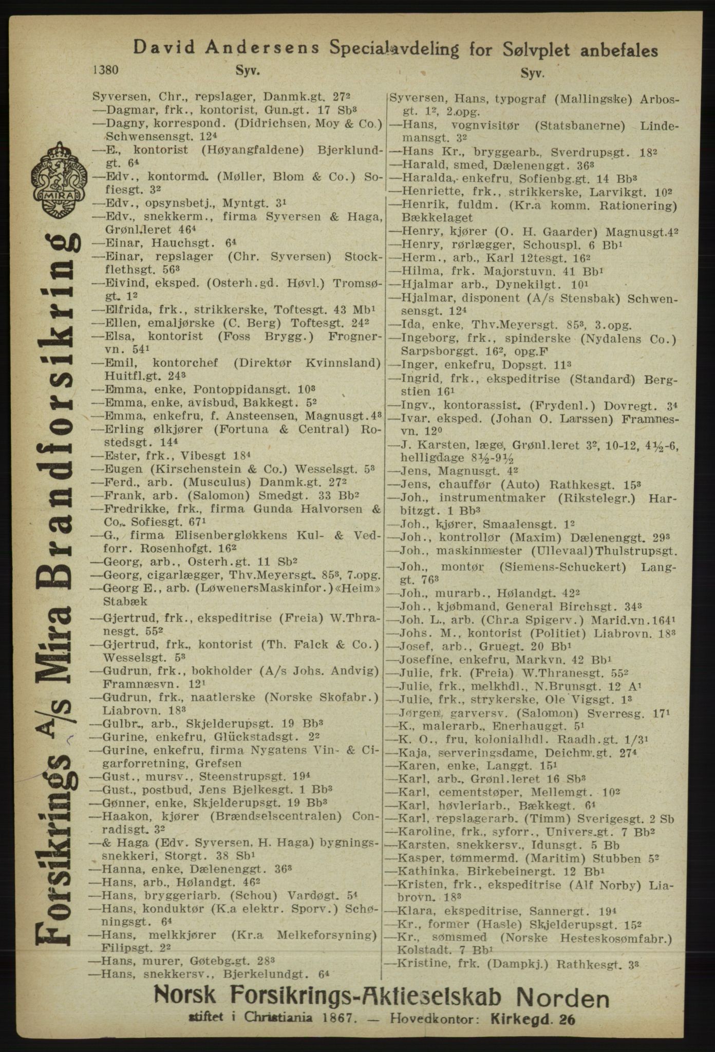 Kristiania/Oslo adressebok, PUBL/-, 1918, s. 1405