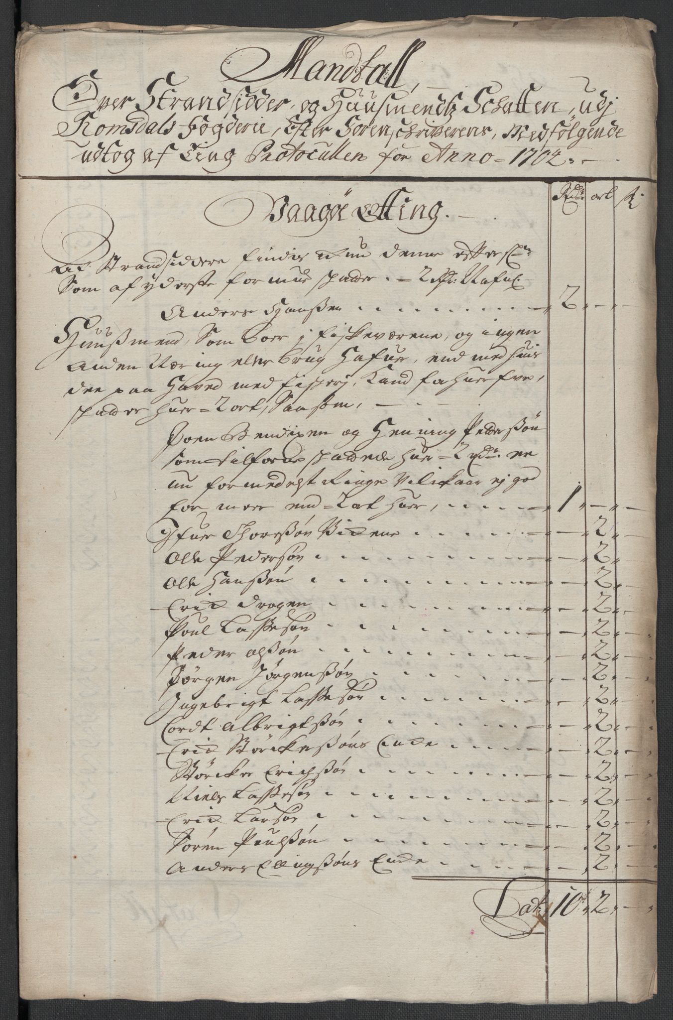 Rentekammeret inntil 1814, Reviderte regnskaper, Fogderegnskap, AV/RA-EA-4092/R55/L3656: Fogderegnskap Romsdal, 1703-1705, s. 226