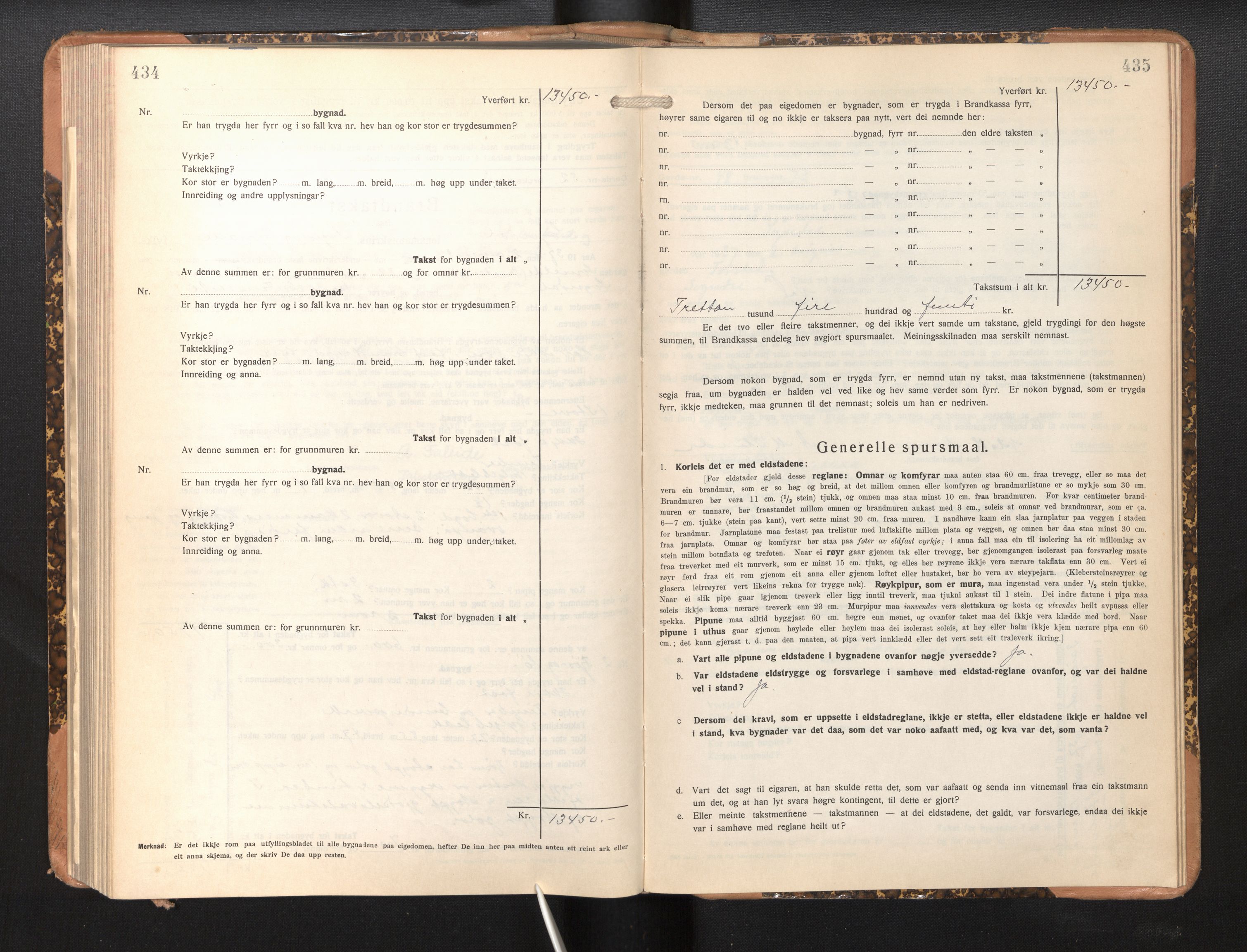 Lensmannen i Sogndal, SAB/A-29901/0012/L0013: Branntakstprotokoll, skjematakst, 1931-1938, s. 434-435