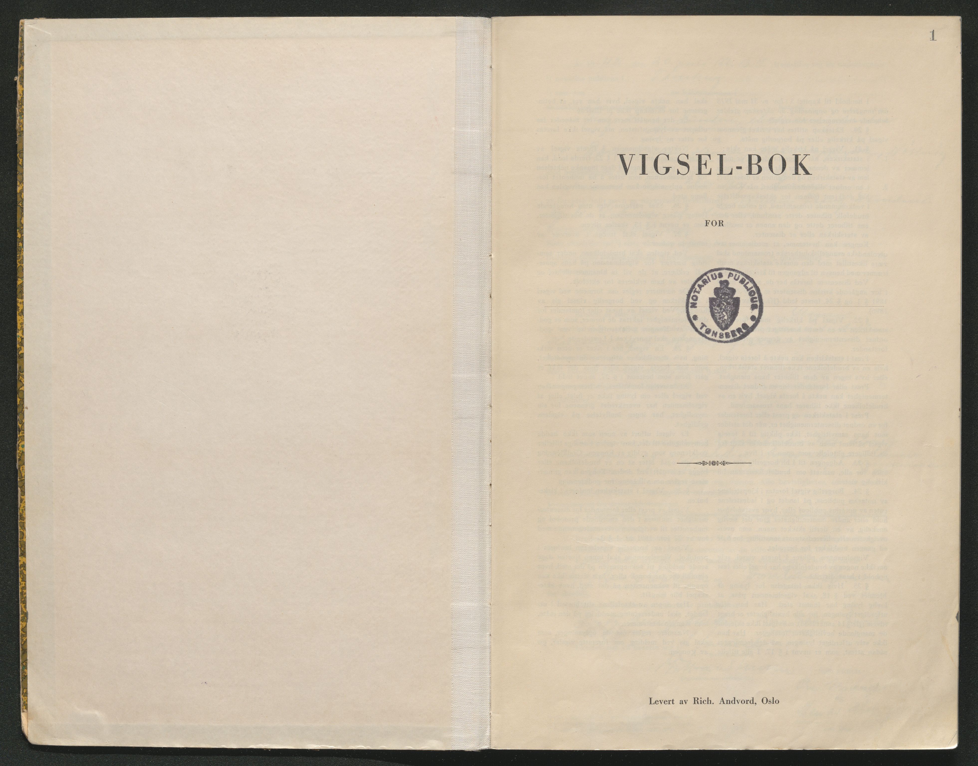 Tønsberg sorenskriveri, SAKO/A-130/L/Lb/L0003: Vigselprotokoll, 1942-1943, s. 1