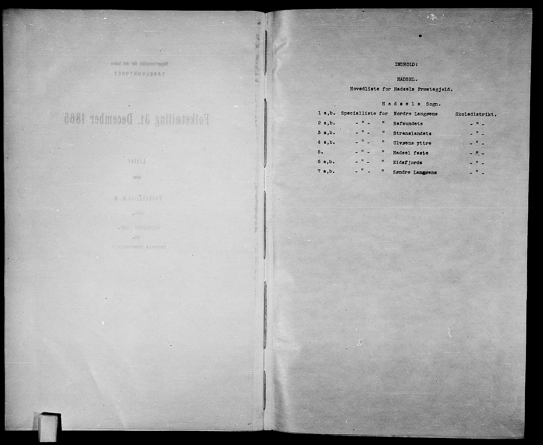 RA, Folketelling 1865 for 1866P Hadsel prestegjeld, 1865, s. 4