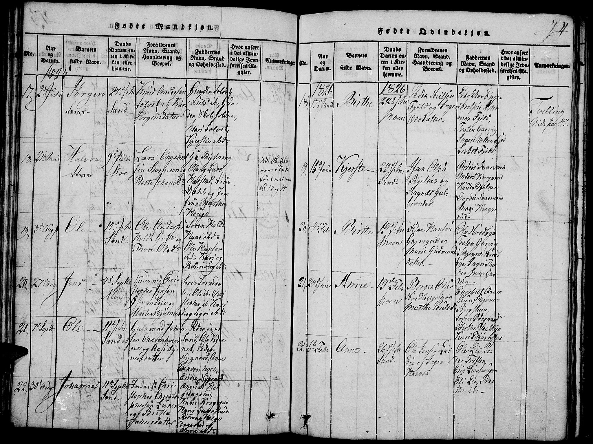 Nord-Odal prestekontor, AV/SAH-PREST-032/H/Ha/Hab/L0001: Klokkerbok nr. 1, 1819-1838, s. 44