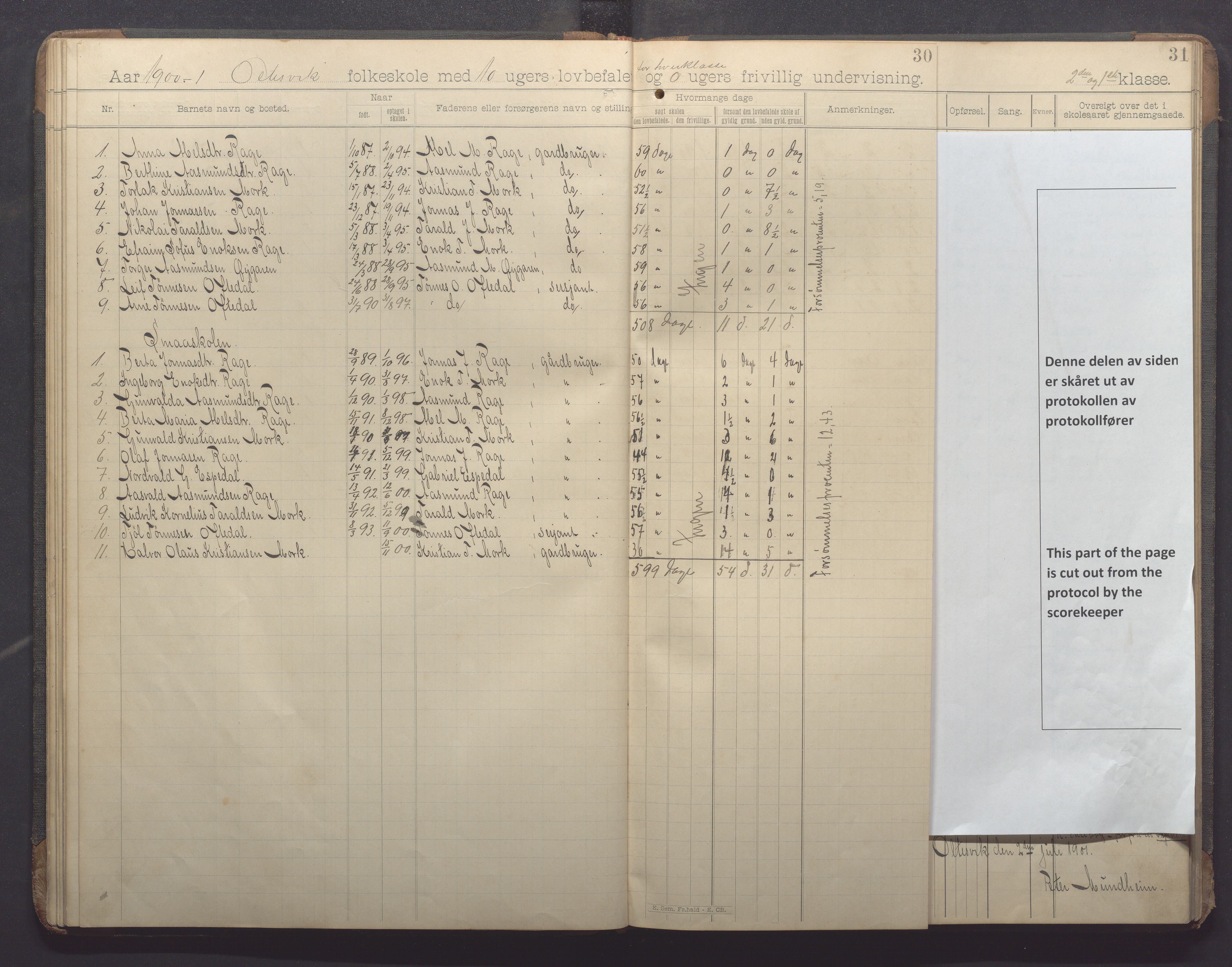 Høle kommune - Oltesvik skole, IKAR/K-100031/H/L0001: Skoleprotokoll, 1894-1915, s. 30