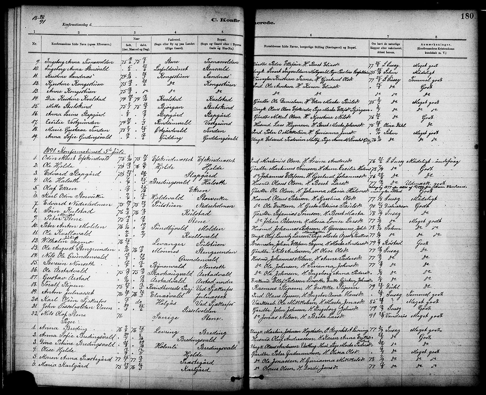 Ministerialprotokoller, klokkerbøker og fødselsregistre - Nord-Trøndelag, SAT/A-1458/724/L0267: Klokkerbok nr. 724C03, 1879-1898, s. 180