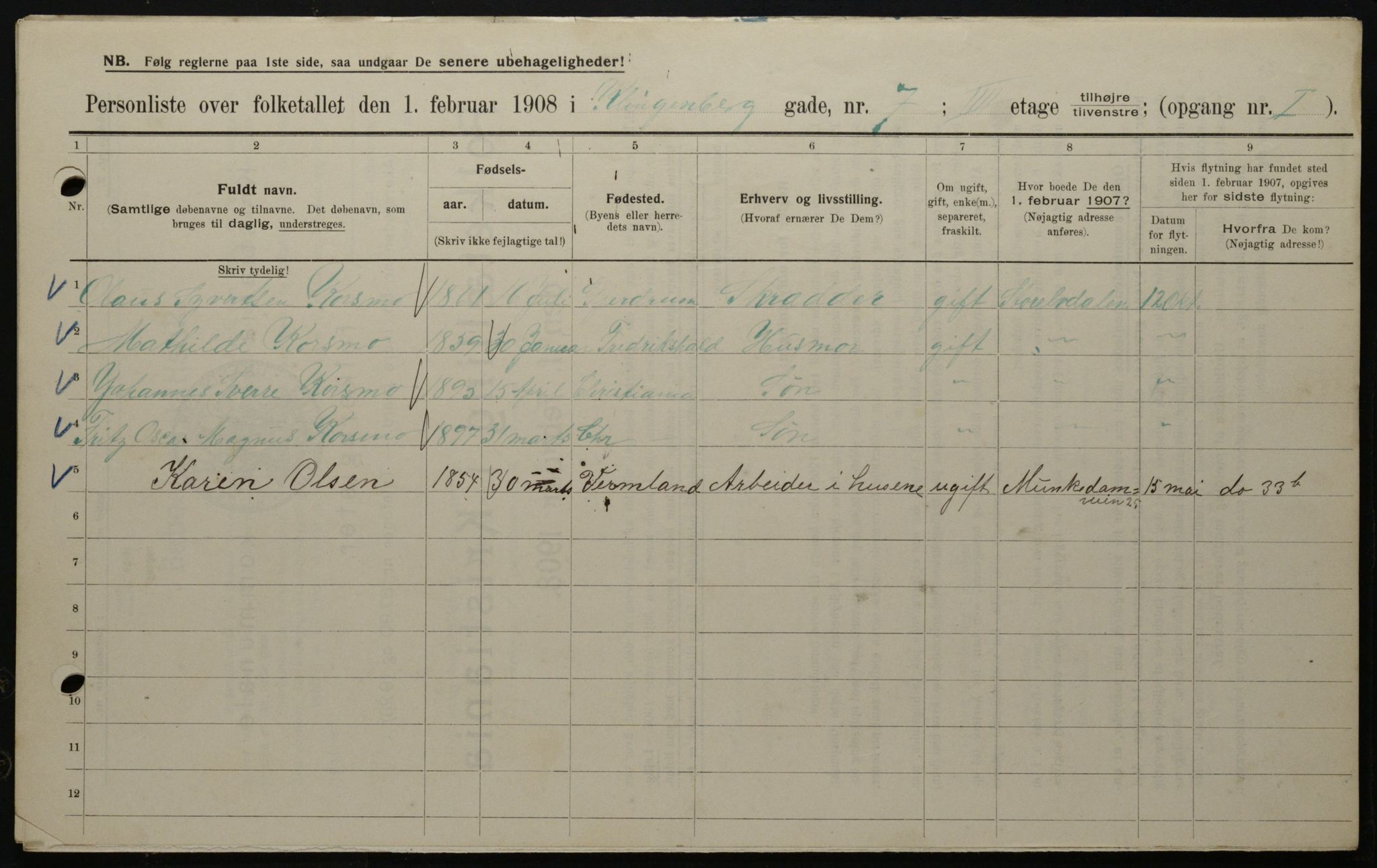 OBA, Kommunal folketelling 1.2.1908 for Kristiania kjøpstad, 1908, s. 46353