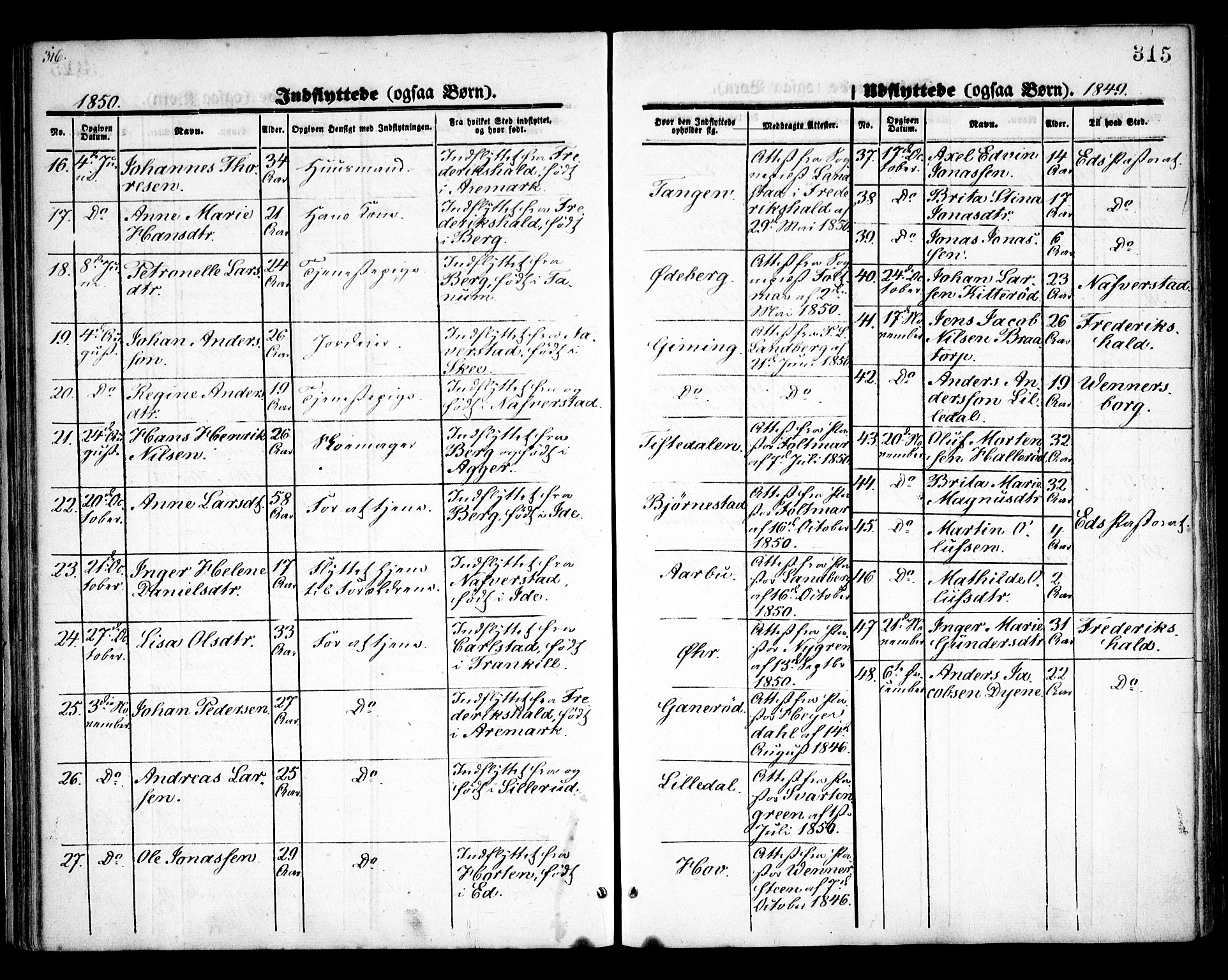 Idd prestekontor Kirkebøker, AV/SAO-A-10911/F/Fc/L0004b: Ministerialbok nr. III 4B, 1848-1860, s. 315