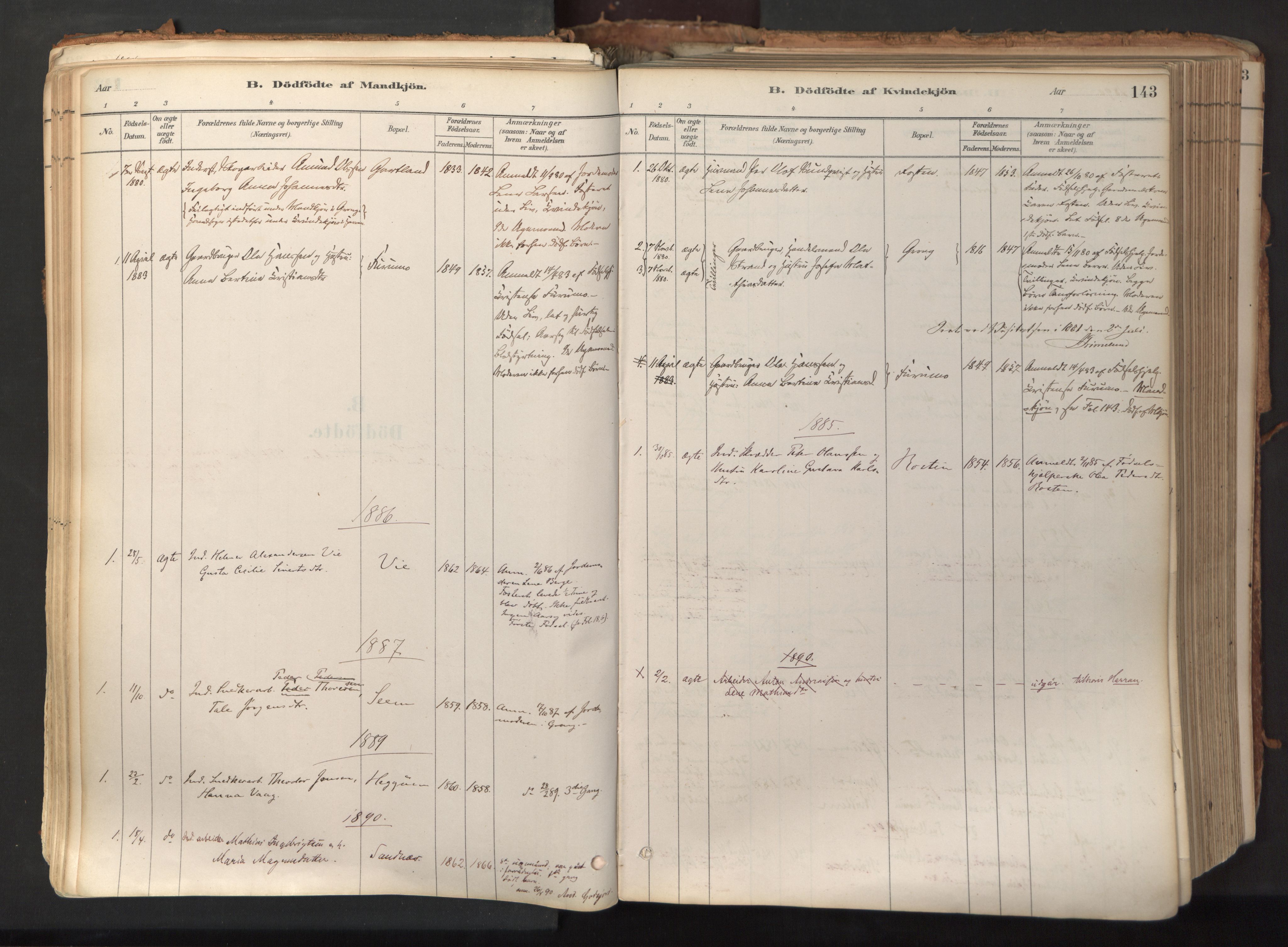 Ministerialprotokoller, klokkerbøker og fødselsregistre - Nord-Trøndelag, AV/SAT-A-1458/758/L0519: Ministerialbok nr. 758A04, 1880-1926, s. 143