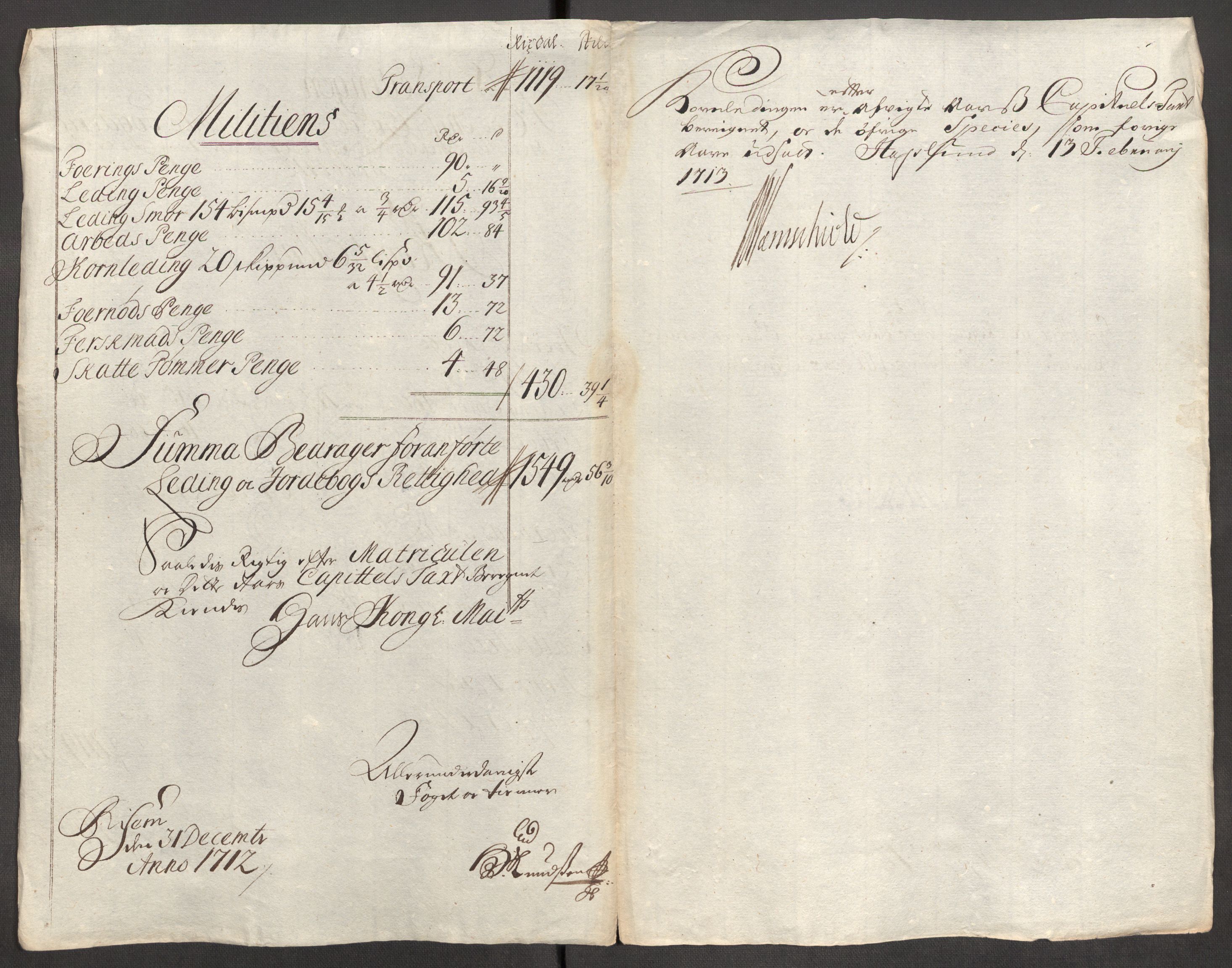 Rentekammeret inntil 1814, Reviderte regnskaper, Fogderegnskap, RA/EA-4092/R04/L0137: Fogderegnskap Moss, Onsøy, Tune, Veme og Åbygge, 1712, s. 70