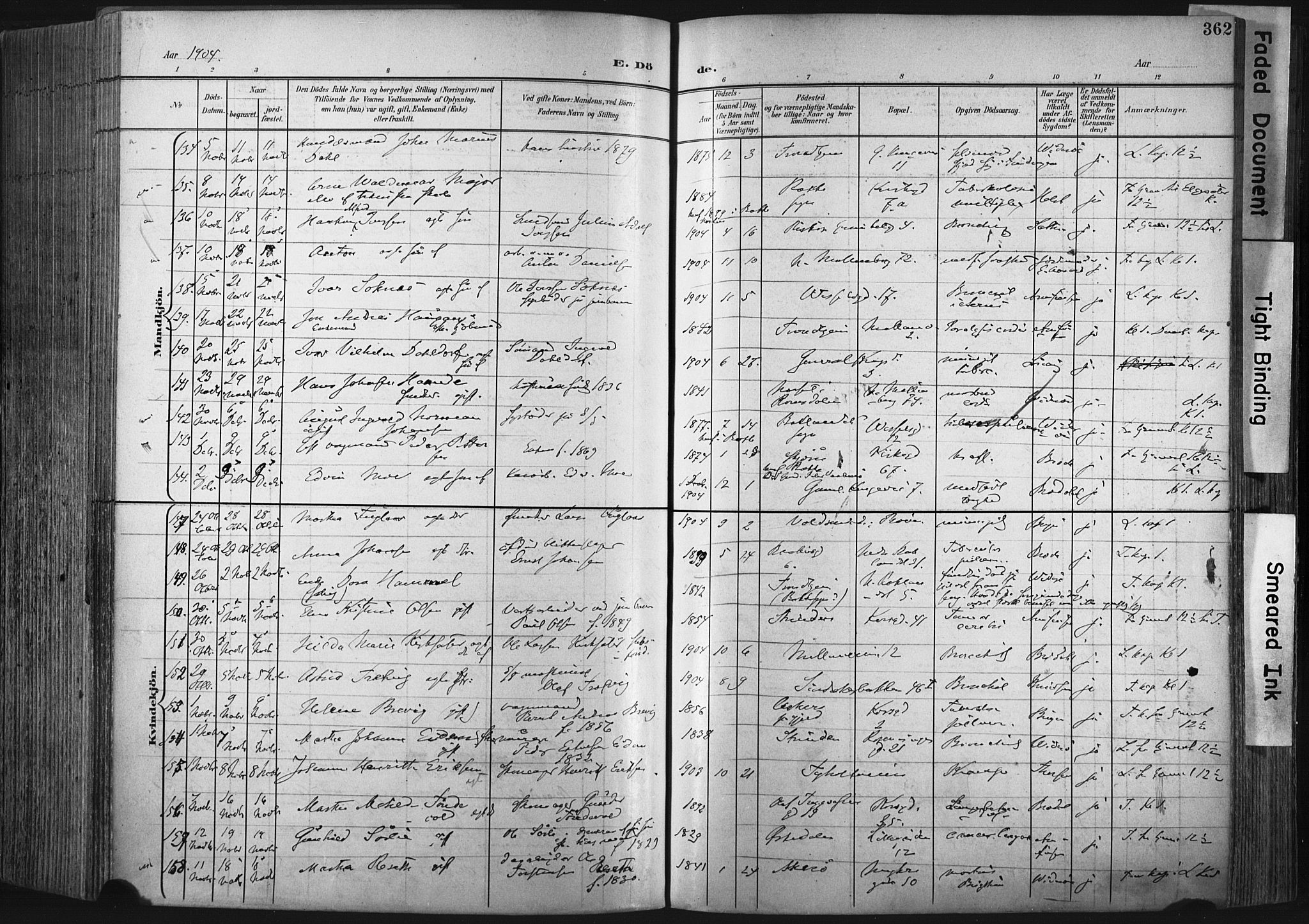 Ministerialprotokoller, klokkerbøker og fødselsregistre - Sør-Trøndelag, SAT/A-1456/604/L0201: Ministerialbok nr. 604A21, 1901-1911, s. 362