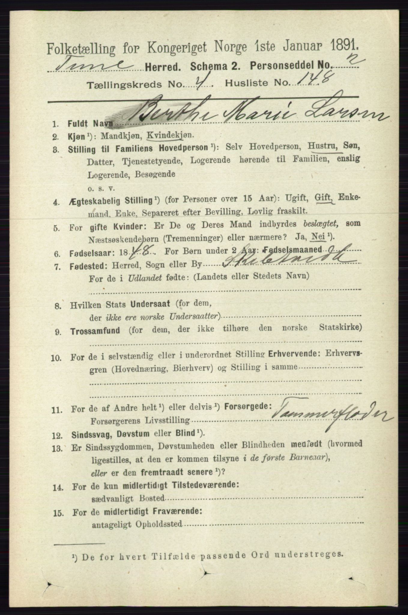 RA, Folketelling 1891 for 0130 Tune herred, 1891, s. 3139