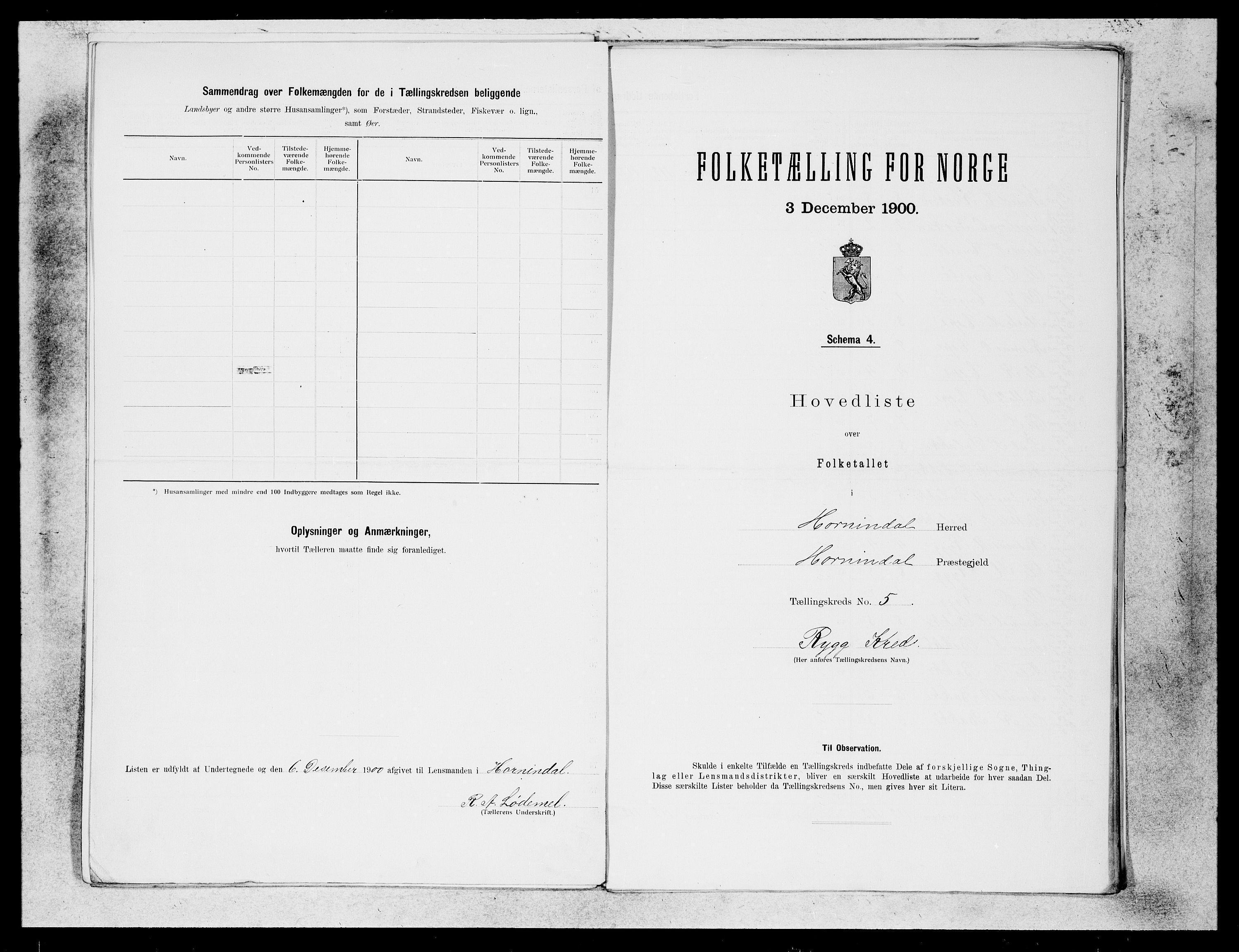 SAB, Folketelling 1900 for 1444 Hornindal herred, 1900, s. 9