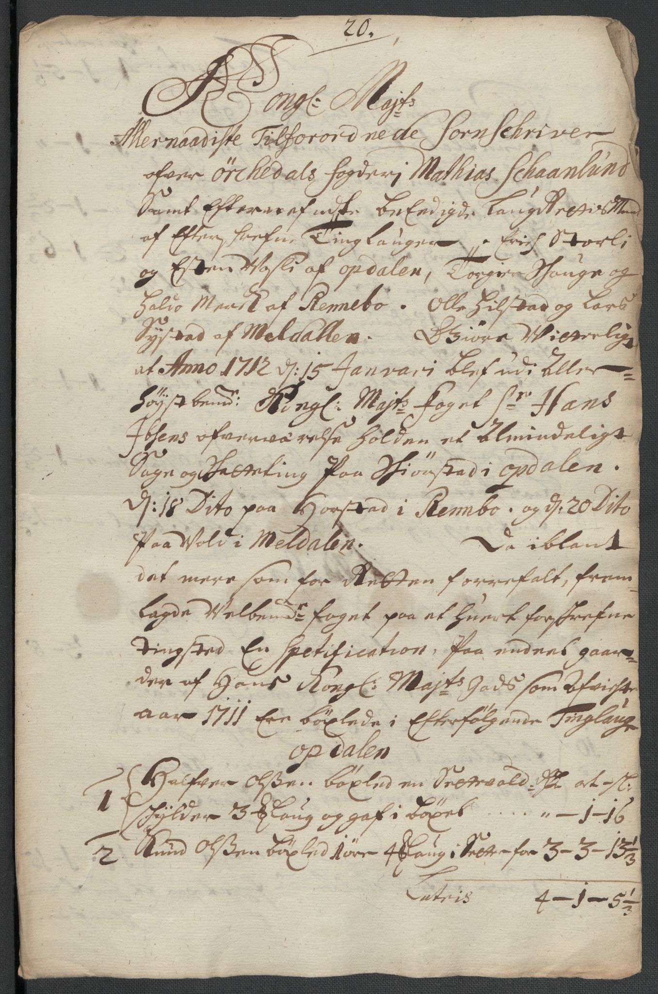 Rentekammeret inntil 1814, Reviderte regnskaper, Fogderegnskap, RA/EA-4092/R60/L3961: Fogderegnskap Orkdal og Gauldal, 1711, s. 231