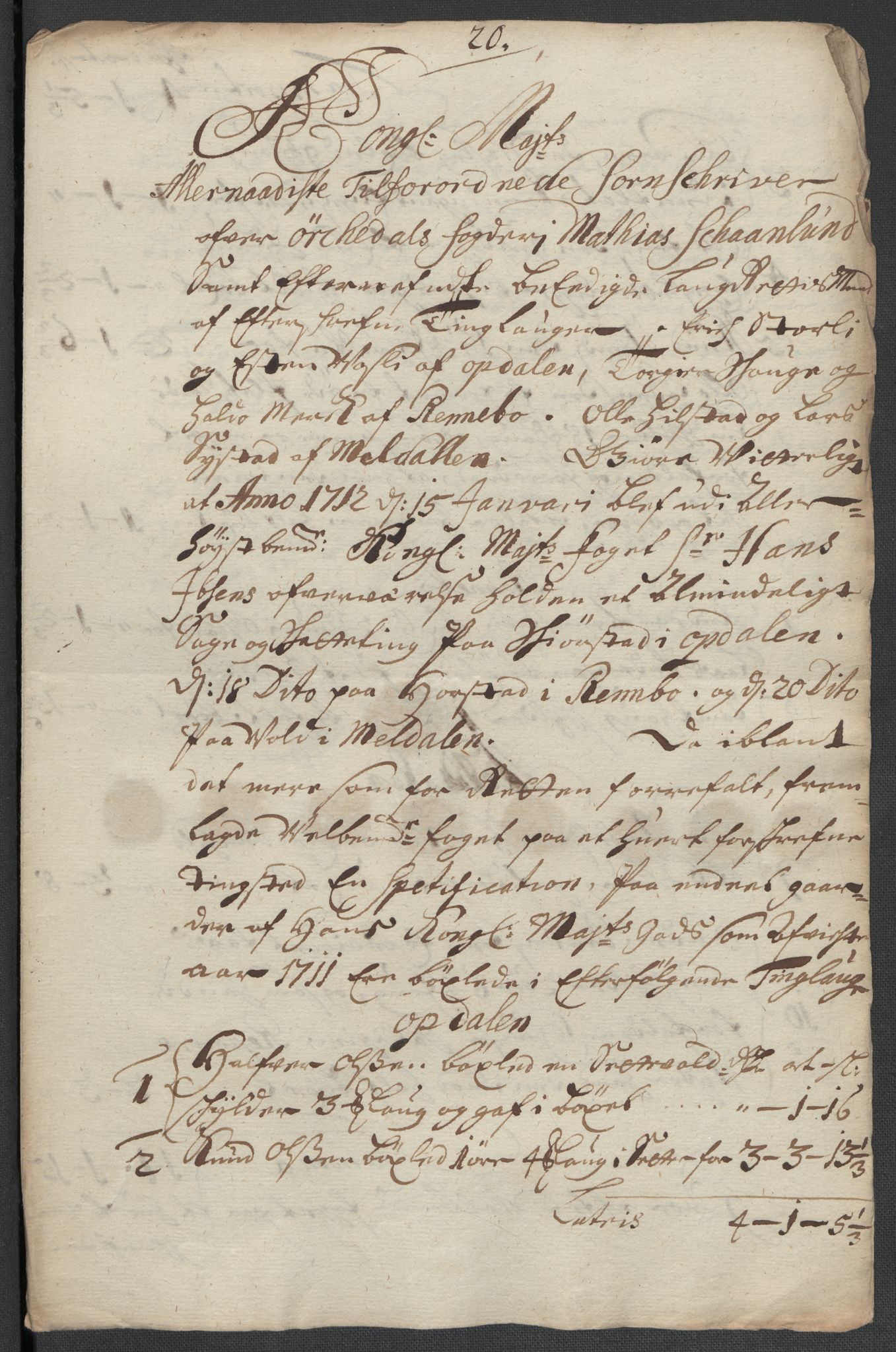Rentekammeret inntil 1814, Reviderte regnskaper, Fogderegnskap, AV/RA-EA-4092/R60/L3961: Fogderegnskap Orkdal og Gauldal, 1711, s. 231