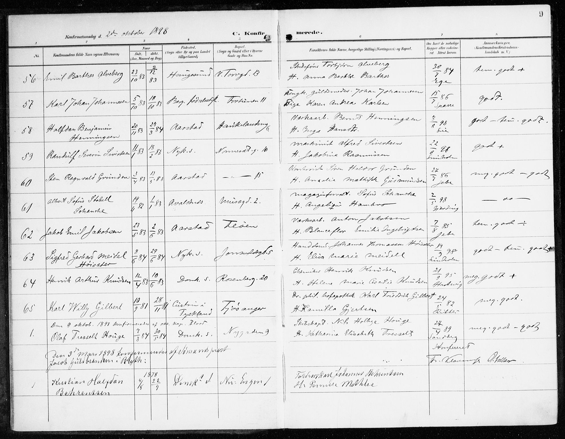 Domkirken sokneprestembete, AV/SAB-A-74801/H/Haa/L0031: Ministerialbok nr. C 6, 1898-1915, s. 9