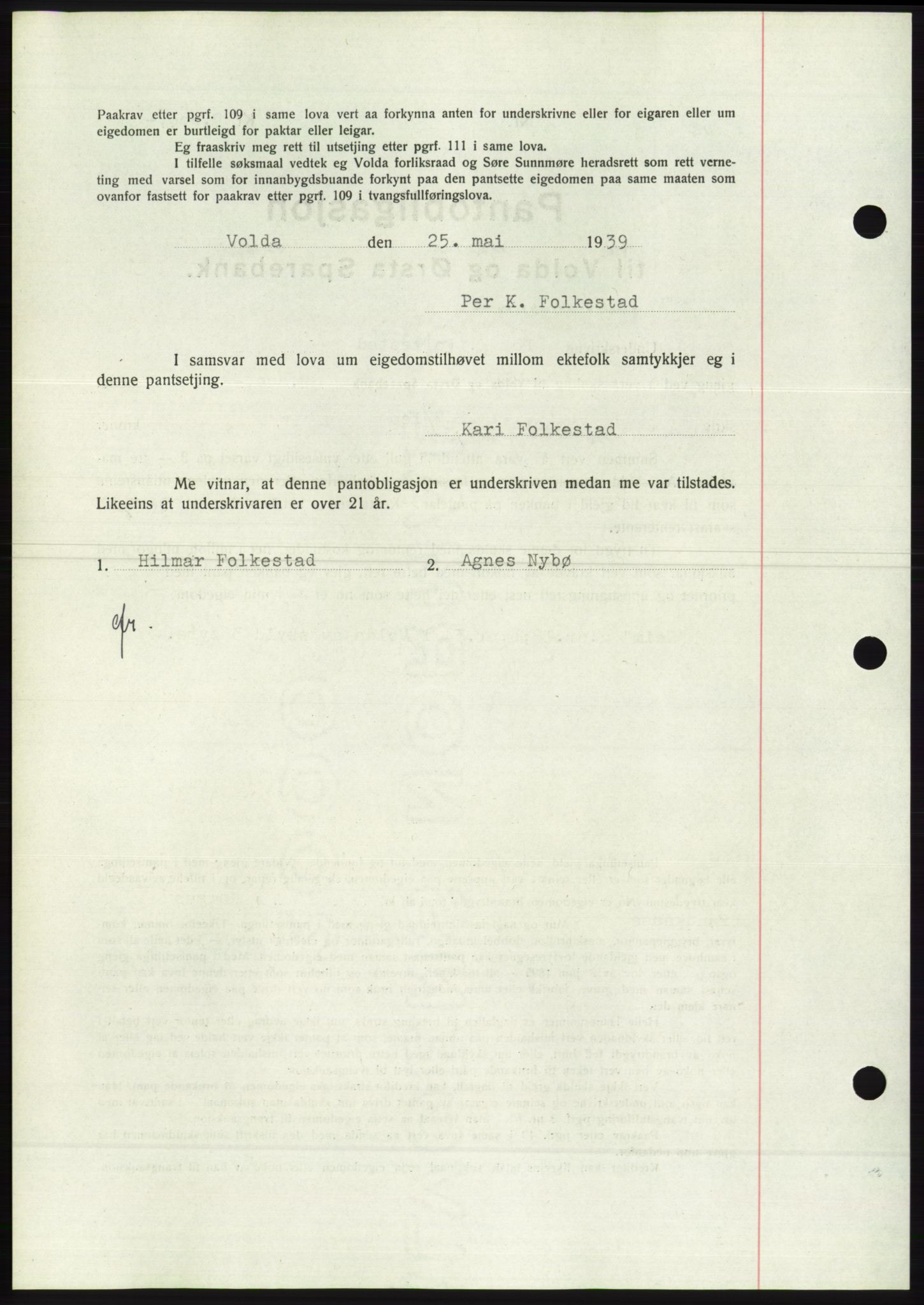 Søre Sunnmøre sorenskriveri, AV/SAT-A-4122/1/2/2C/L0068: Pantebok nr. 62, 1939-1939, Dagboknr: 813/1939