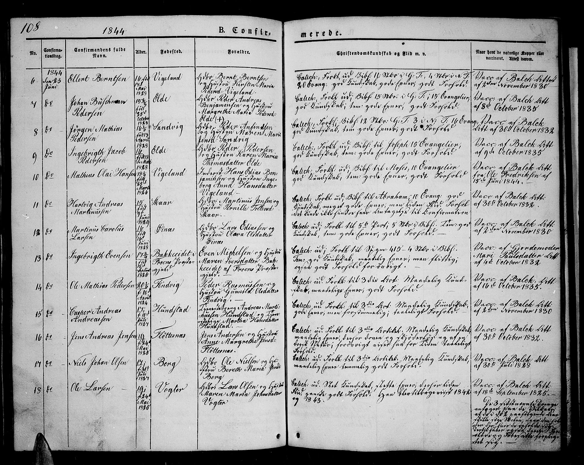 Kvæfjord sokneprestkontor, AV/SATØ-S-1323/G/Ga/Gab/L0002klokker: Klokkerbok nr. 2, 1841-1855, s. 108