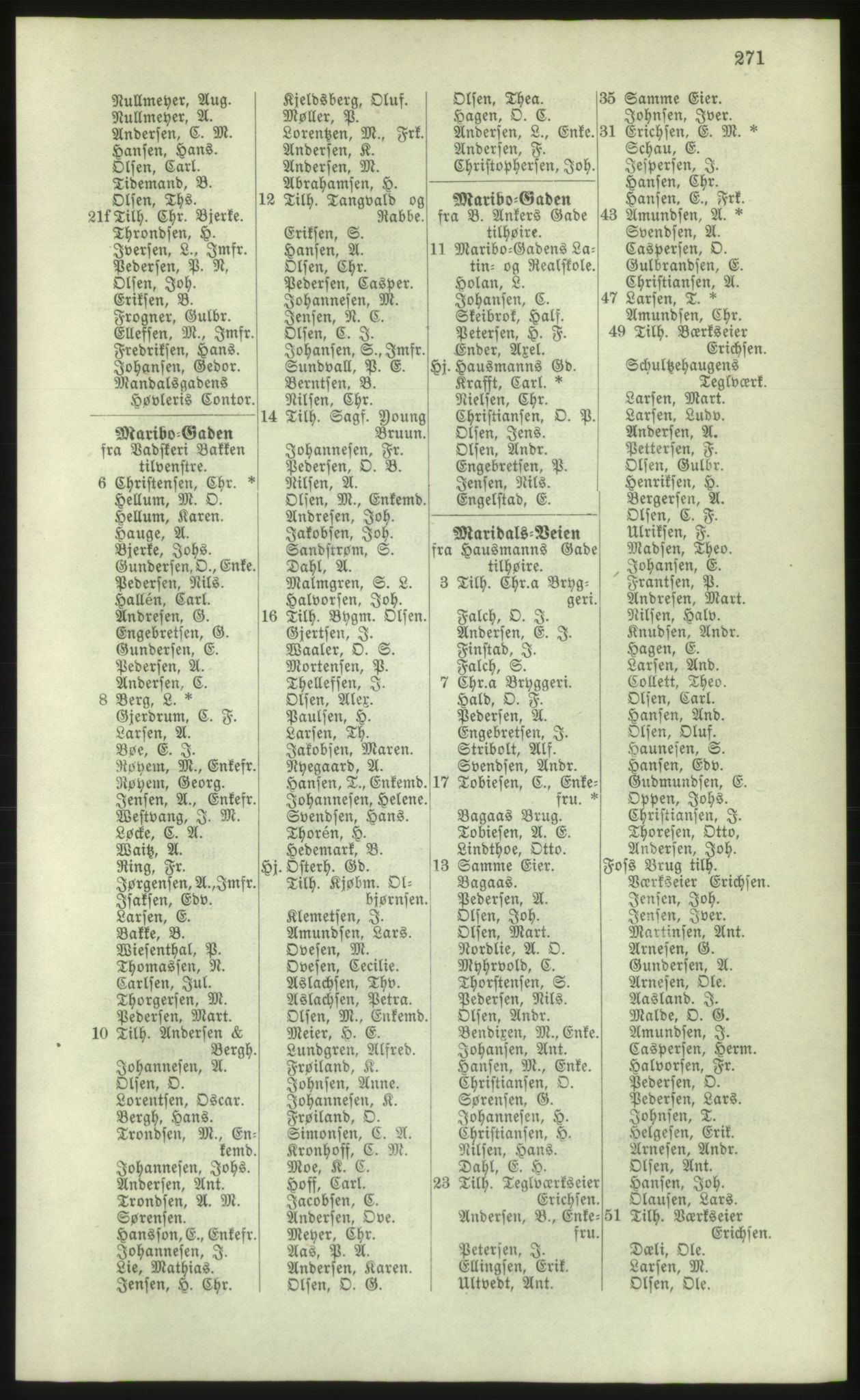 Kristiania/Oslo adressebok, PUBL/-, 1881, s. 271