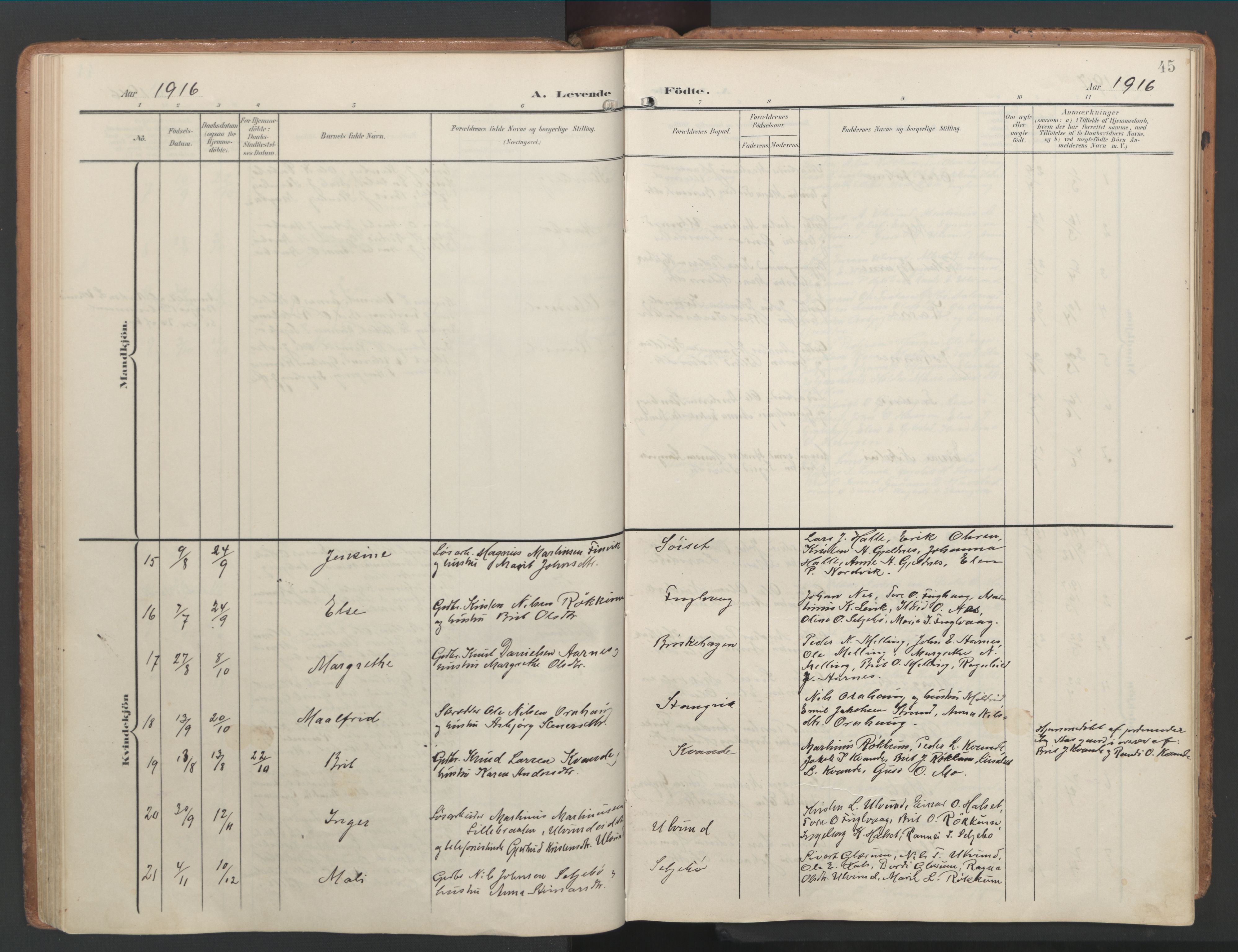 Ministerialprotokoller, klokkerbøker og fødselsregistre - Møre og Romsdal, AV/SAT-A-1454/592/L1030: Ministerialbok nr. 592A08, 1901-1925, s. 45