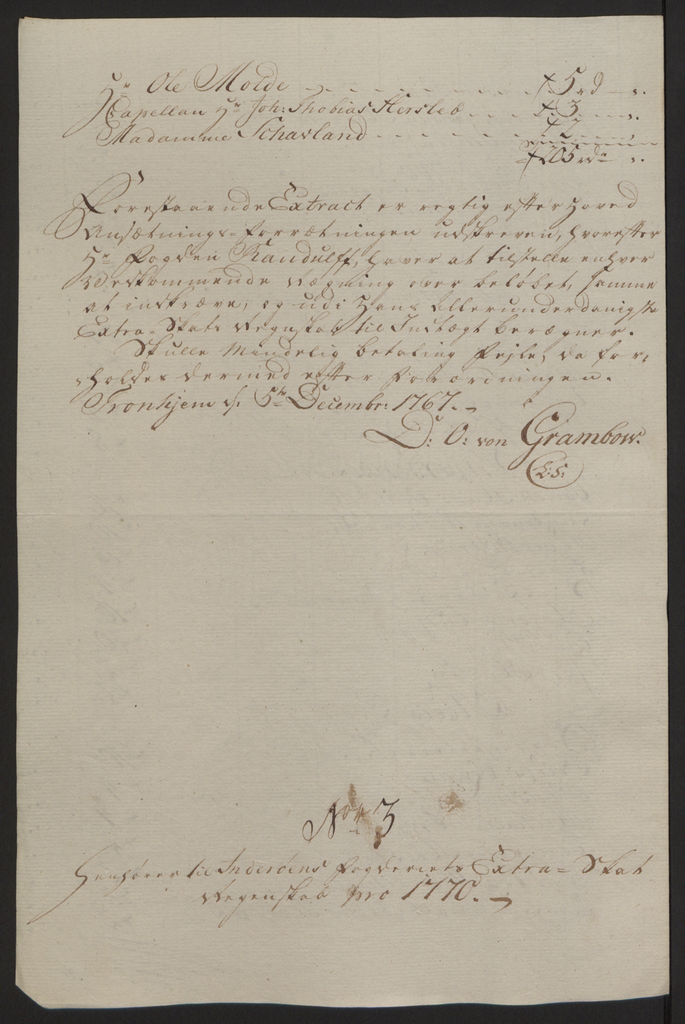 Rentekammeret inntil 1814, Reviderte regnskaper, Fogderegnskap, RA/EA-4092/R63/L4420: Ekstraskatten Inderøy, 1762-1772, s. 391