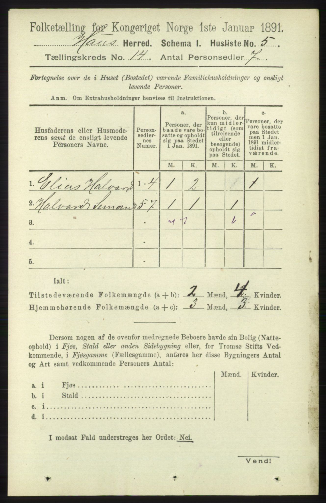 RA, Folketelling 1891 for 1250 Haus herred, 1891, s. 5813