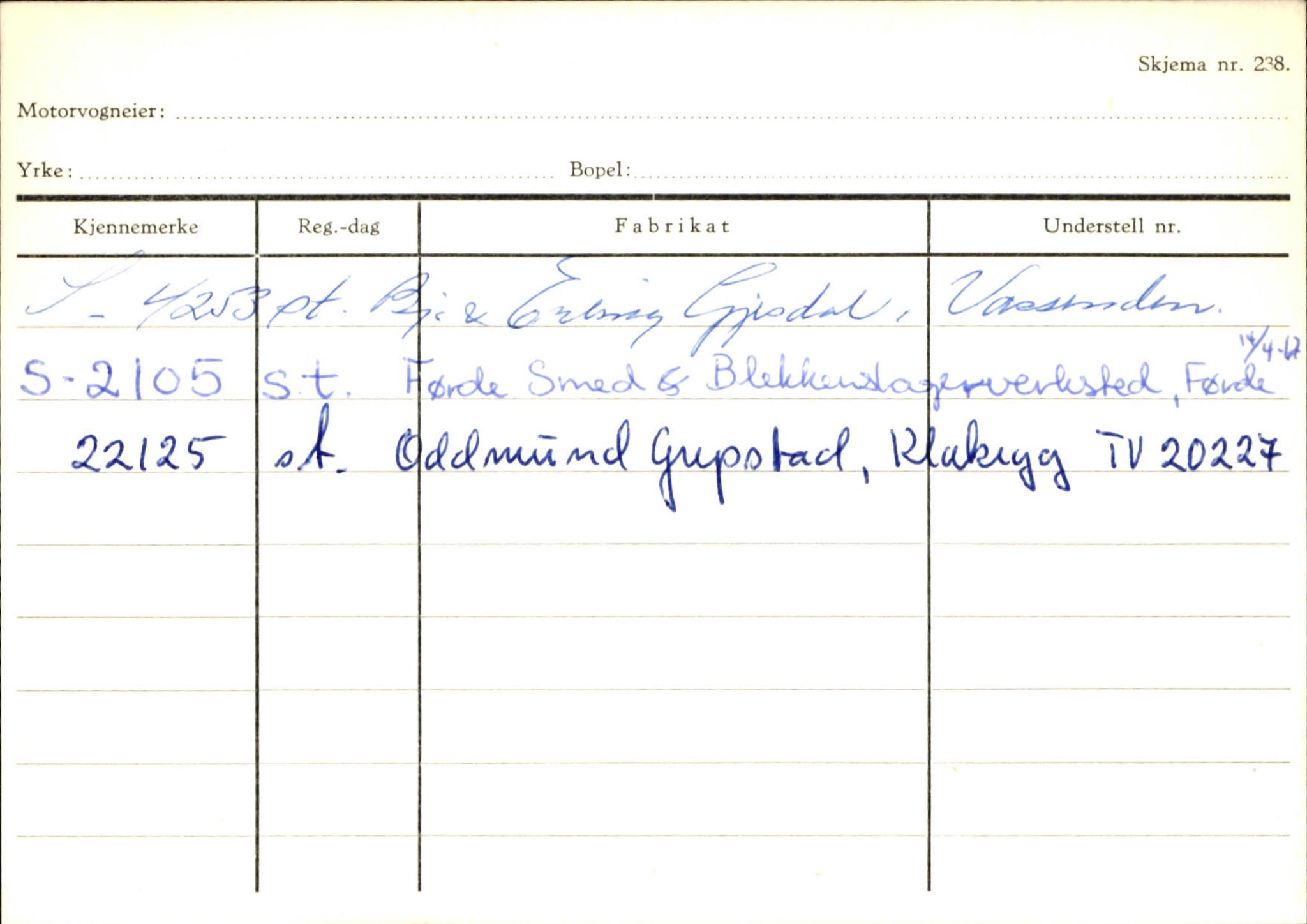 Statens vegvesen, Sogn og Fjordane vegkontor, AV/SAB-A-5301/4/F/L0131: Eigarregister Høyanger P-Å. Stryn S-Å, 1945-1975, s. 511