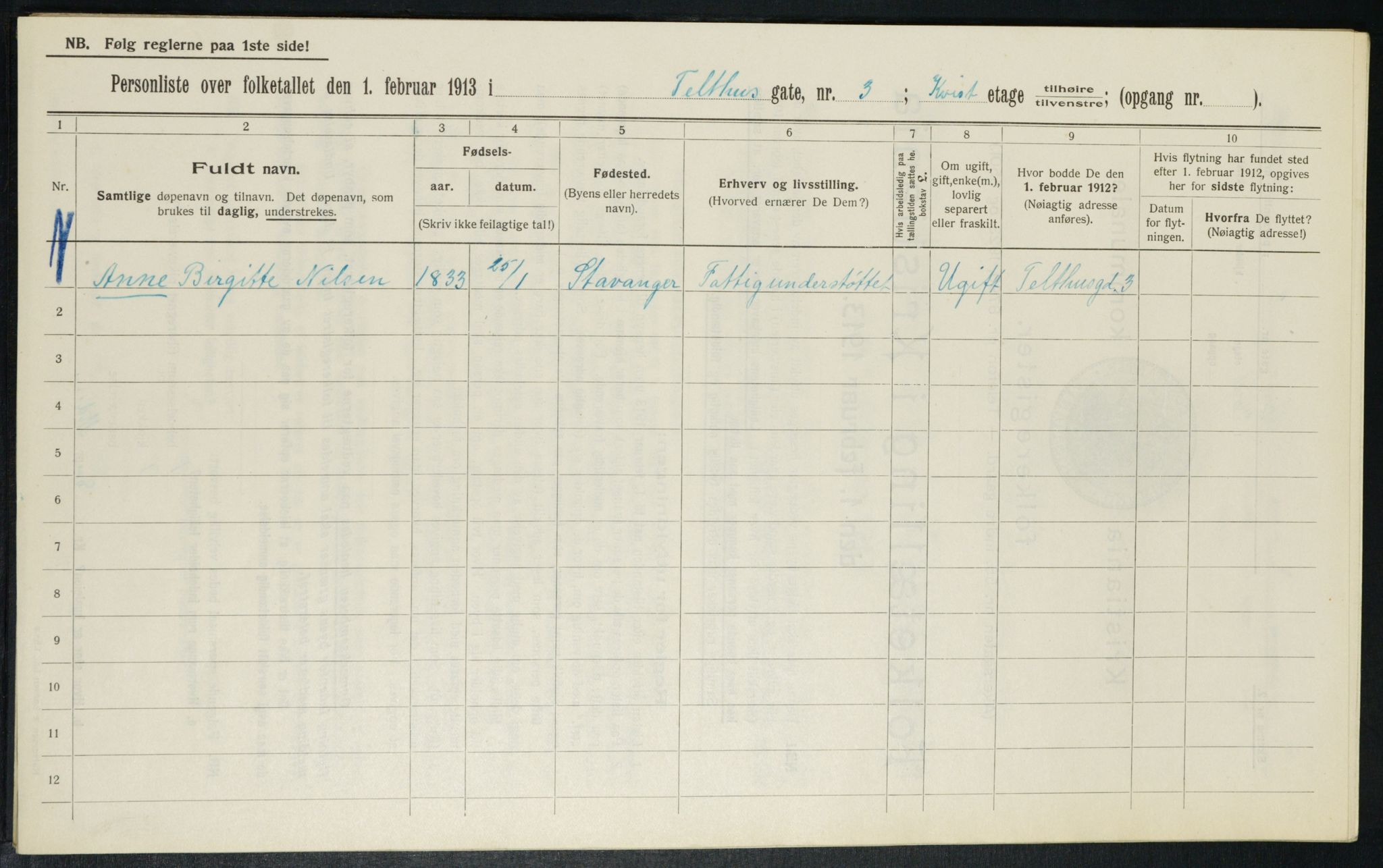 OBA, Kommunal folketelling 1.2.1913 for Kristiania, 1913, s. 107590