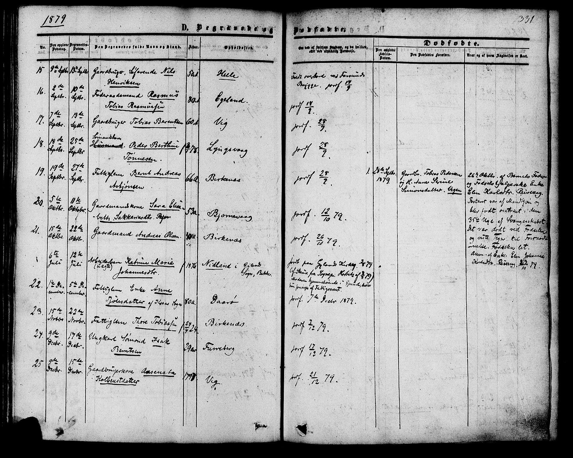 Herad sokneprestkontor, AV/SAK-1111-0018/F/Fa/Fab/L0004: Ministerialbok nr. A 4, 1853-1885, s. 331