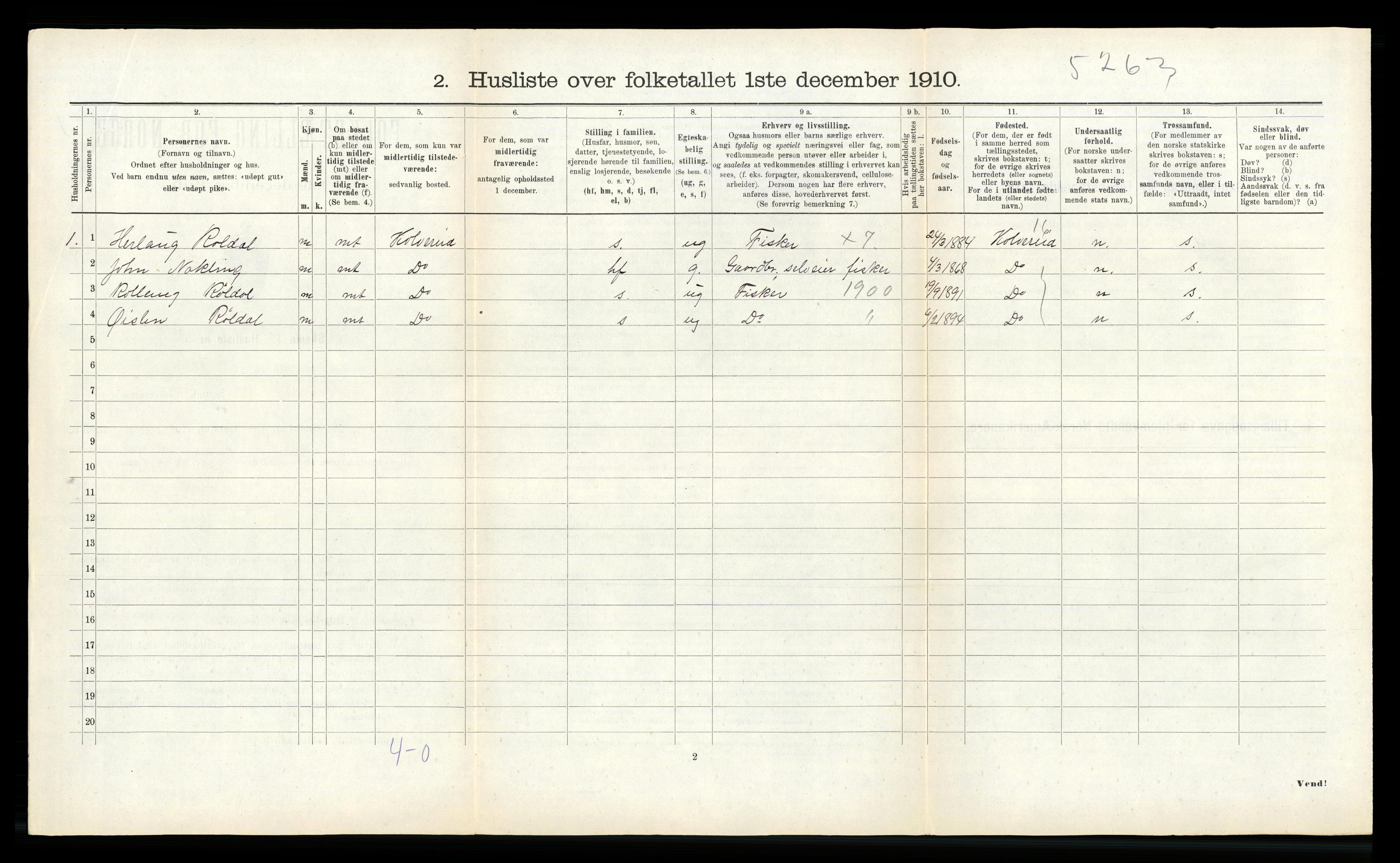 RA, Folketelling 1910 for 1624 Rissa herred, 1910, s. 243