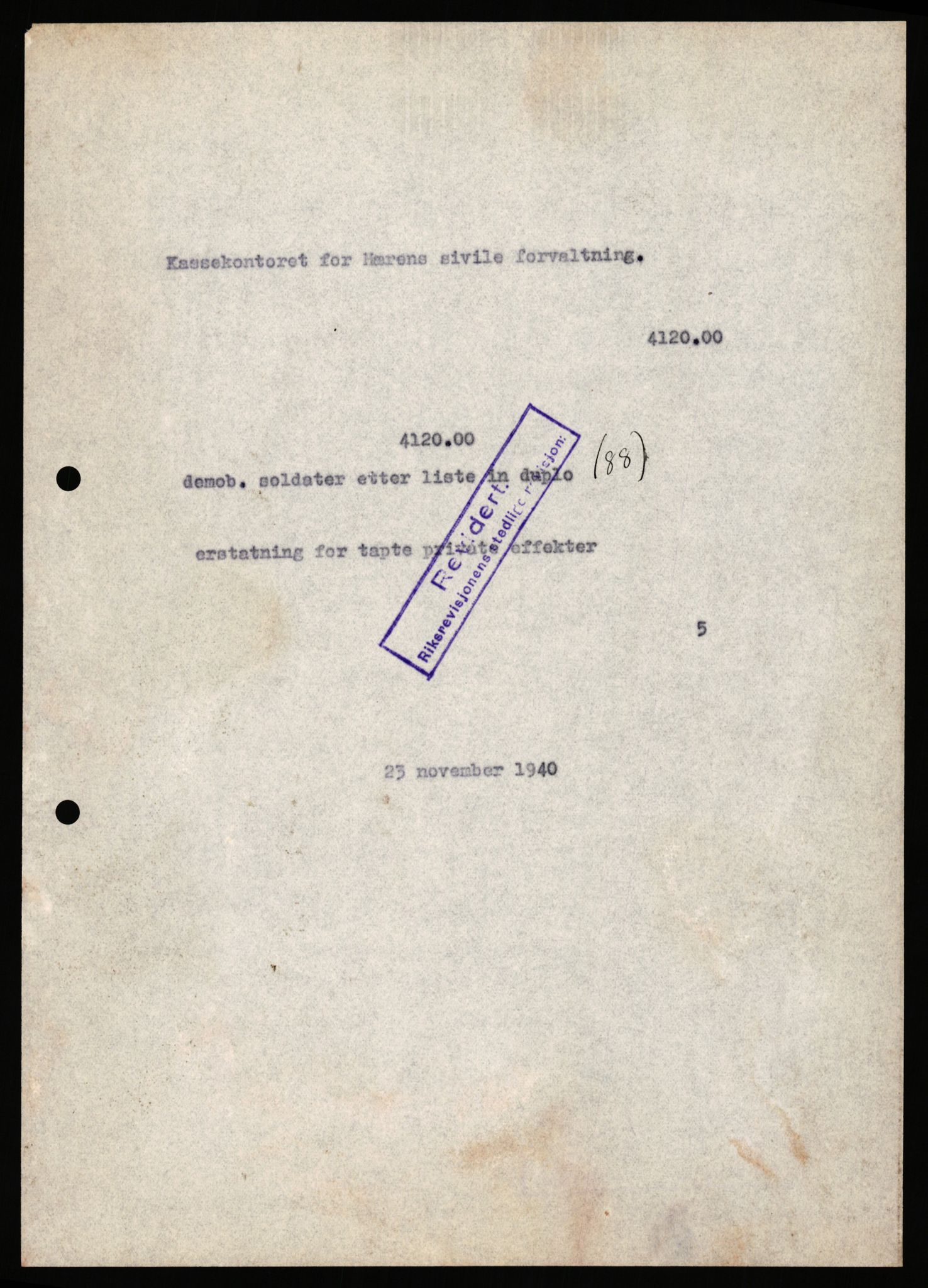 Justisdepartementet, Oppgjørsavdelingen, AV/RA-S-1056/G/Ga/L0012/0001: -- / Anvisningslister for utbetalinger i effektsaker, 1940-1942, s. 193
