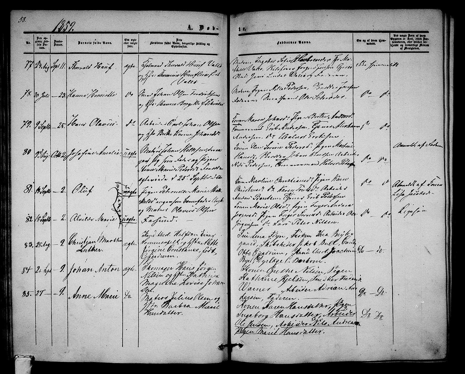 Tønsberg kirkebøker, AV/SAKO-A-330/G/Ga/L0003: Klokkerbok nr. 3, 1855-1864, s. 58