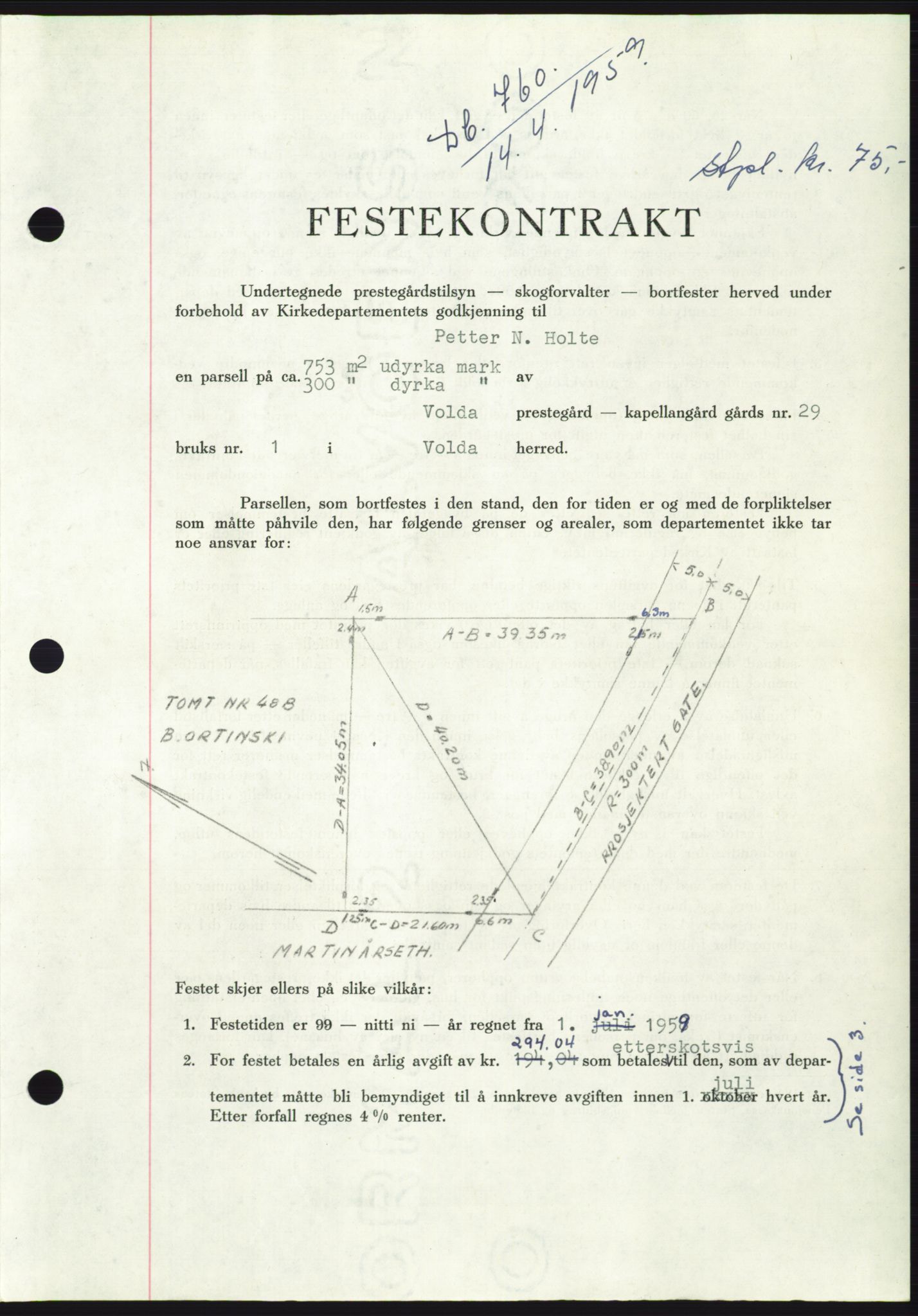 Søre Sunnmøre sorenskriveri, SAT/A-4122/1/2/2C/L0112: Pantebok nr. 38A, 1959-1959, Dagboknr: 760/1959