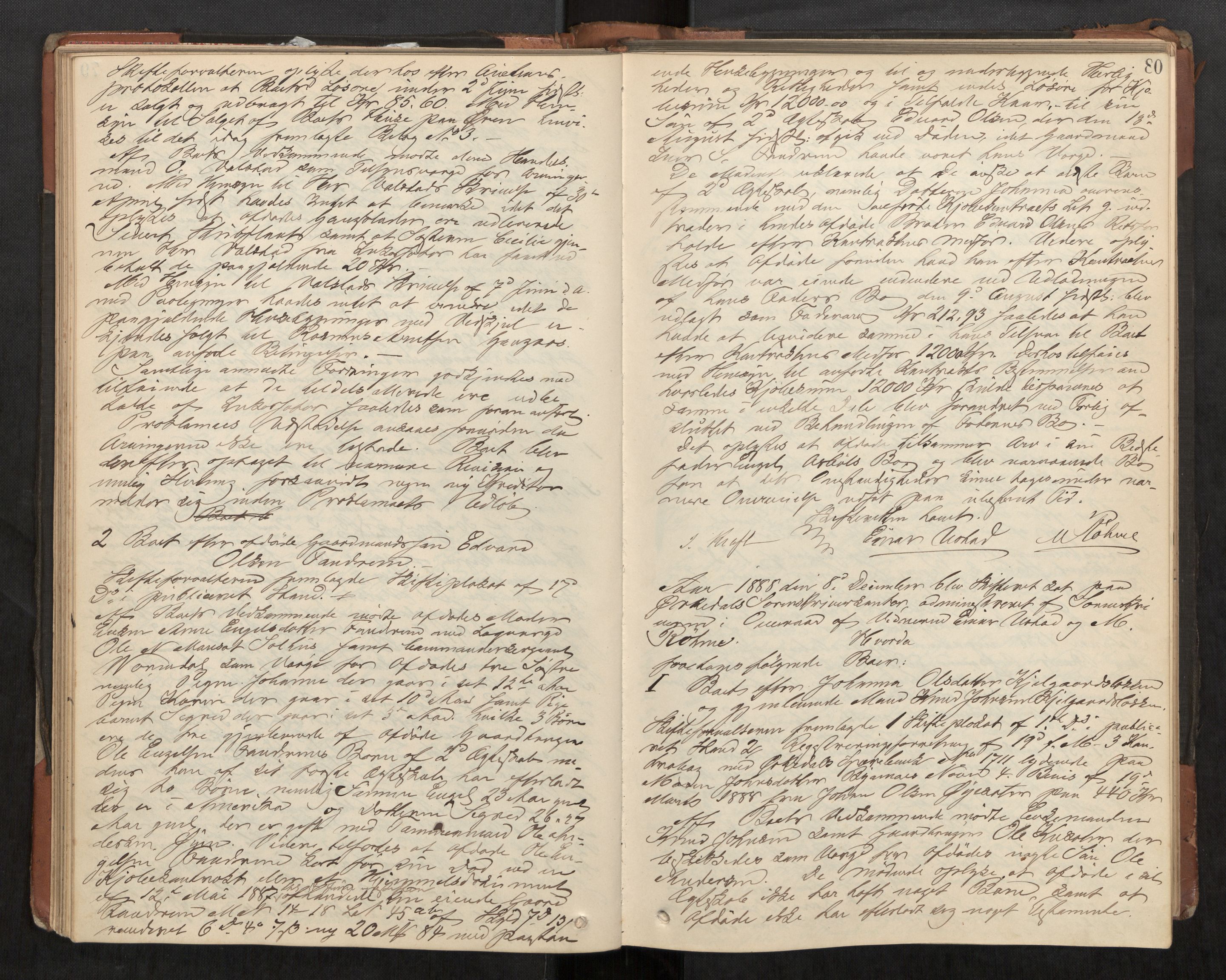 Orkdal sorenskriveri, AV/SAT-A-4169/1/3/3B/L0008: Skiftebehandlingsprotokoll, 1885-1896, s. 80