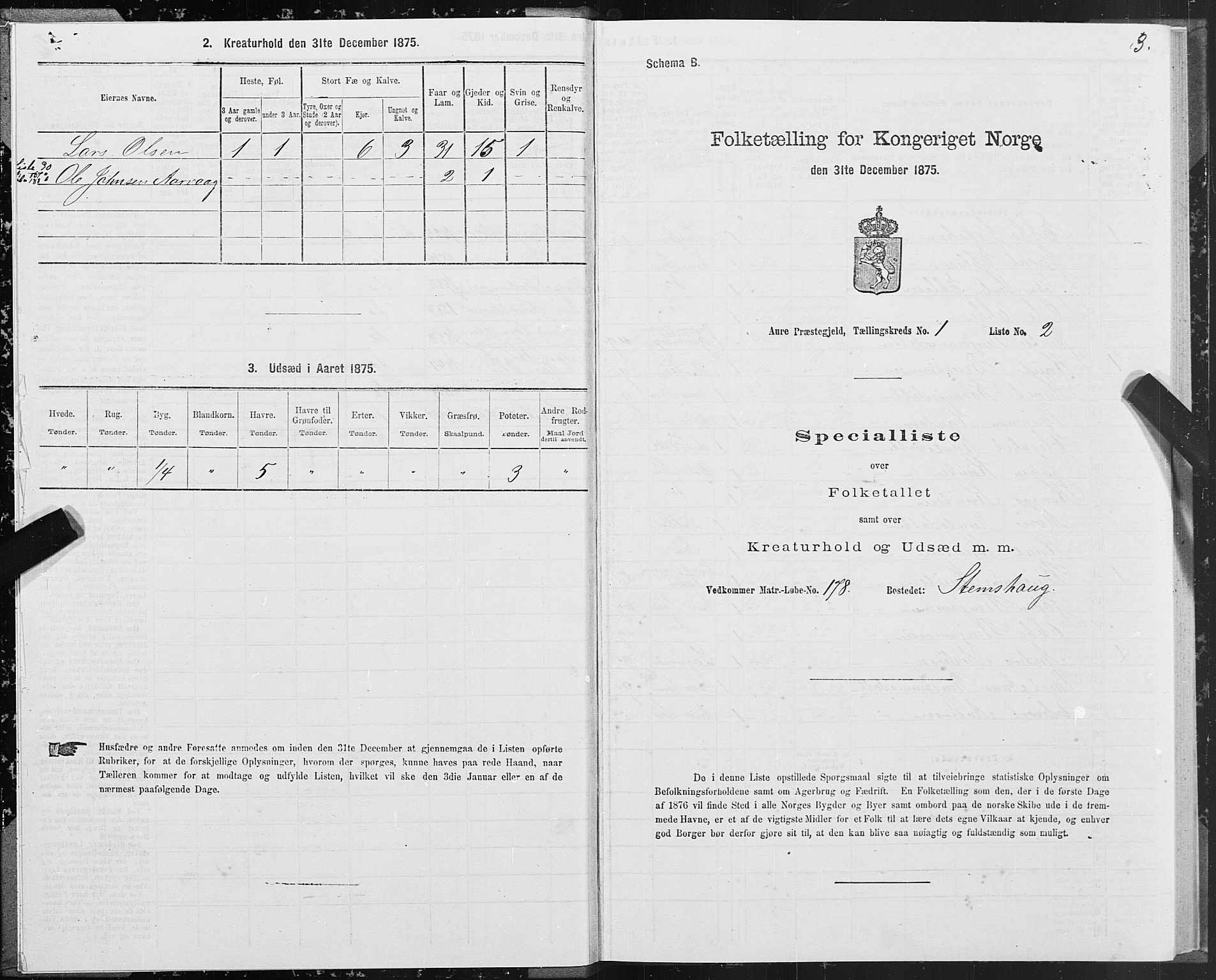 SAT, Folketelling 1875 for 1569P Aure prestegjeld, 1875, s. 1003