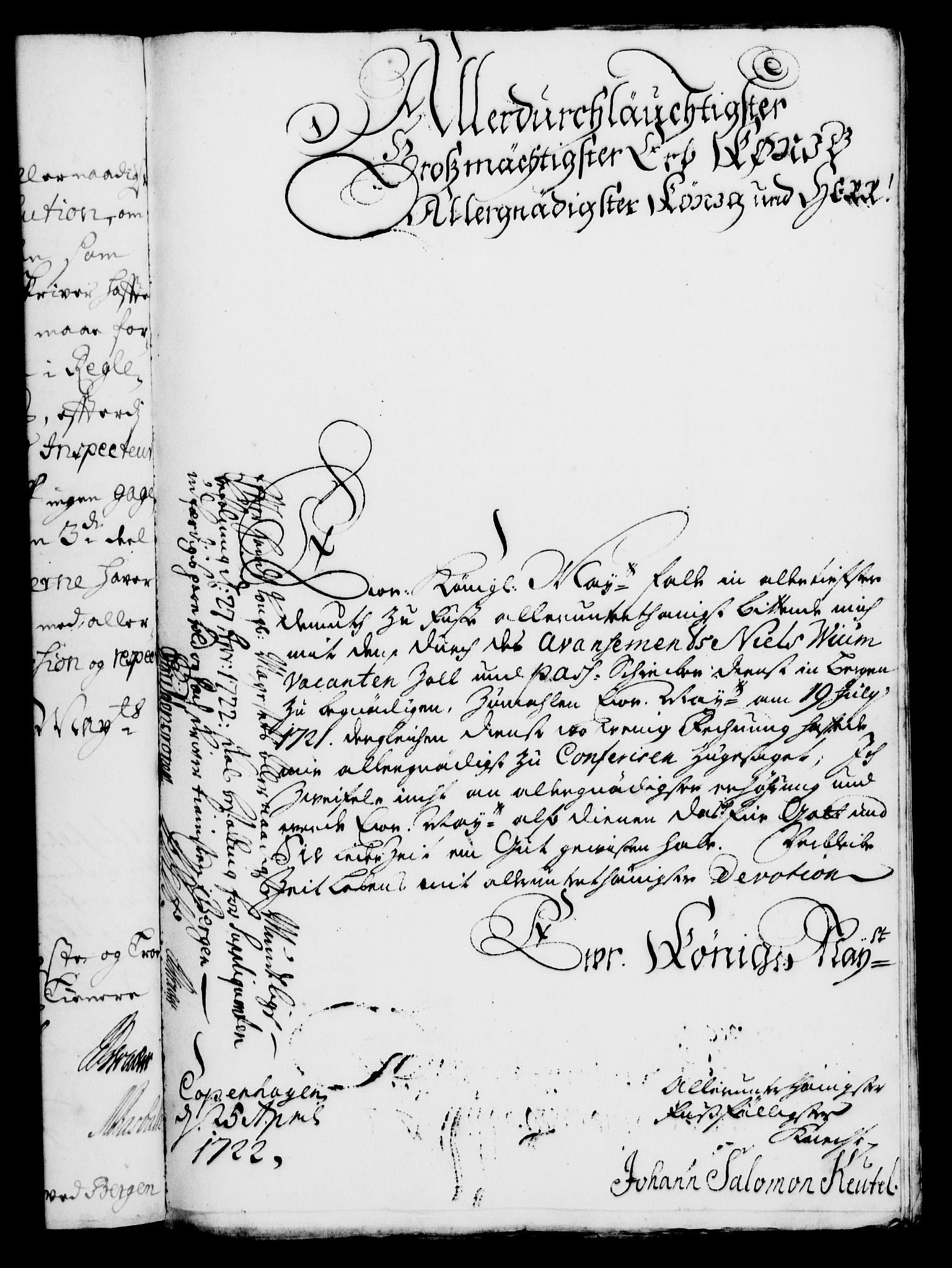 Rentekammeret, Kammerkanselliet, RA/EA-3111/G/Gf/Gfa/L0005: Norsk relasjons- og resolusjonsprotokoll (merket RK 52.5), 1722, s. 266