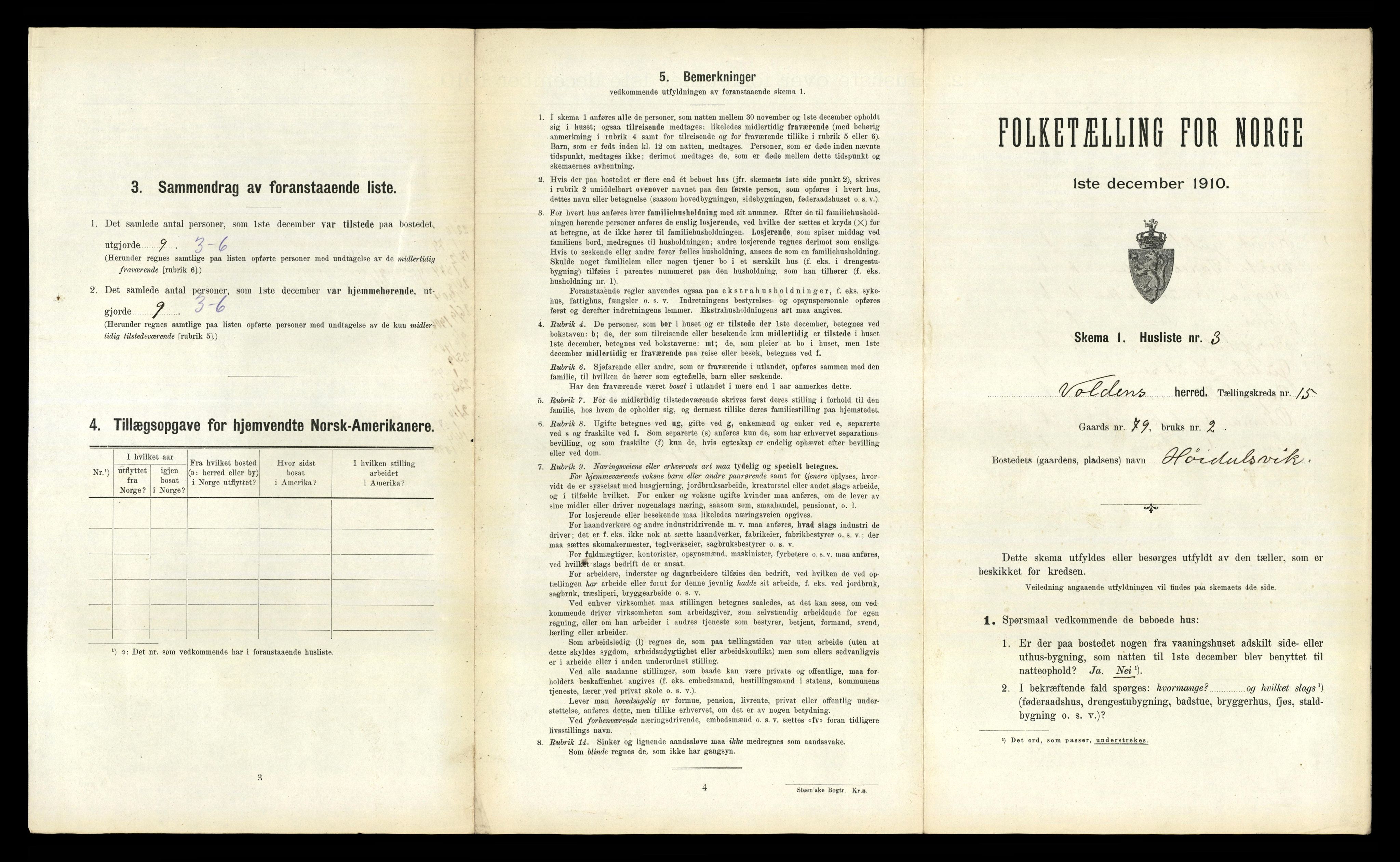 RA, Folketelling 1910 for 1519 Volda herred, 1910, s. 1046