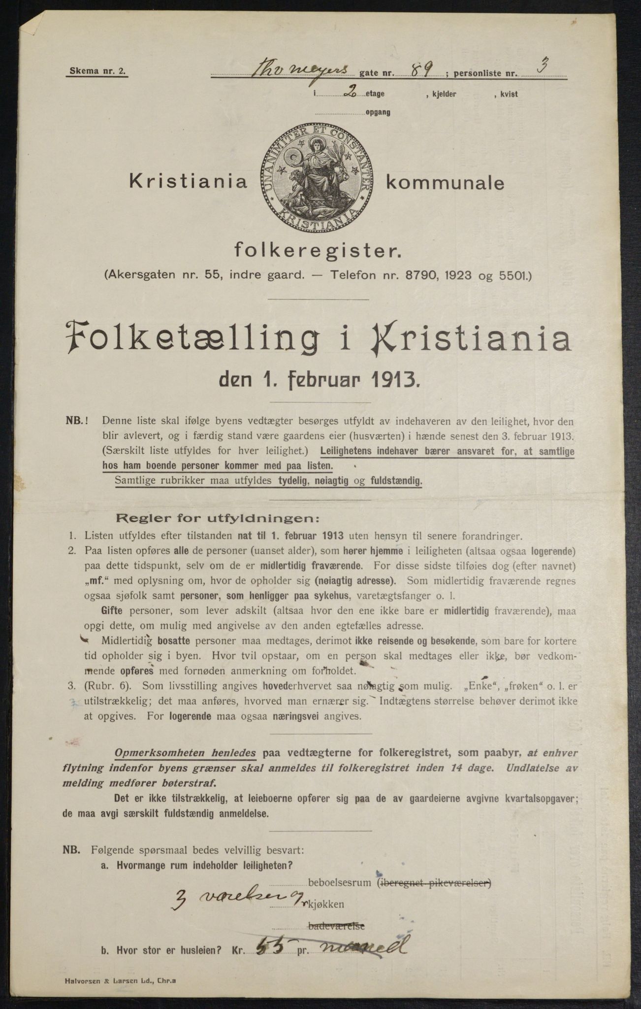 OBA, Kommunal folketelling 1.2.1913 for Kristiania, 1913, s. 111375